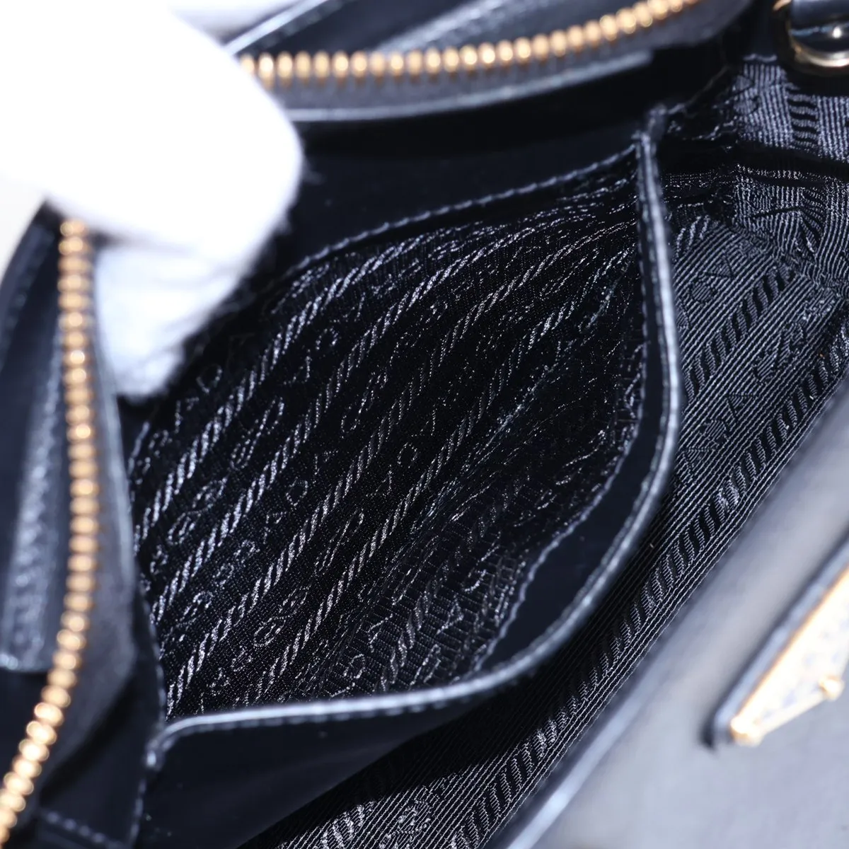 Saffiano Leather 2-Way Handbag, Black — view 9