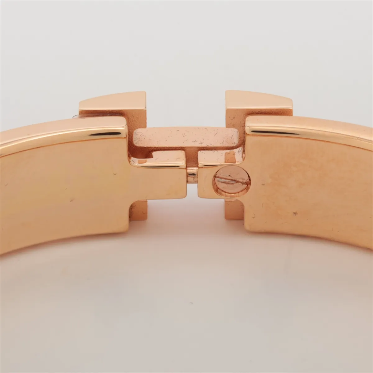 Clic Clac H Bangle Bracelet, Enamel x Metal, White x Rose Gold, — view 4