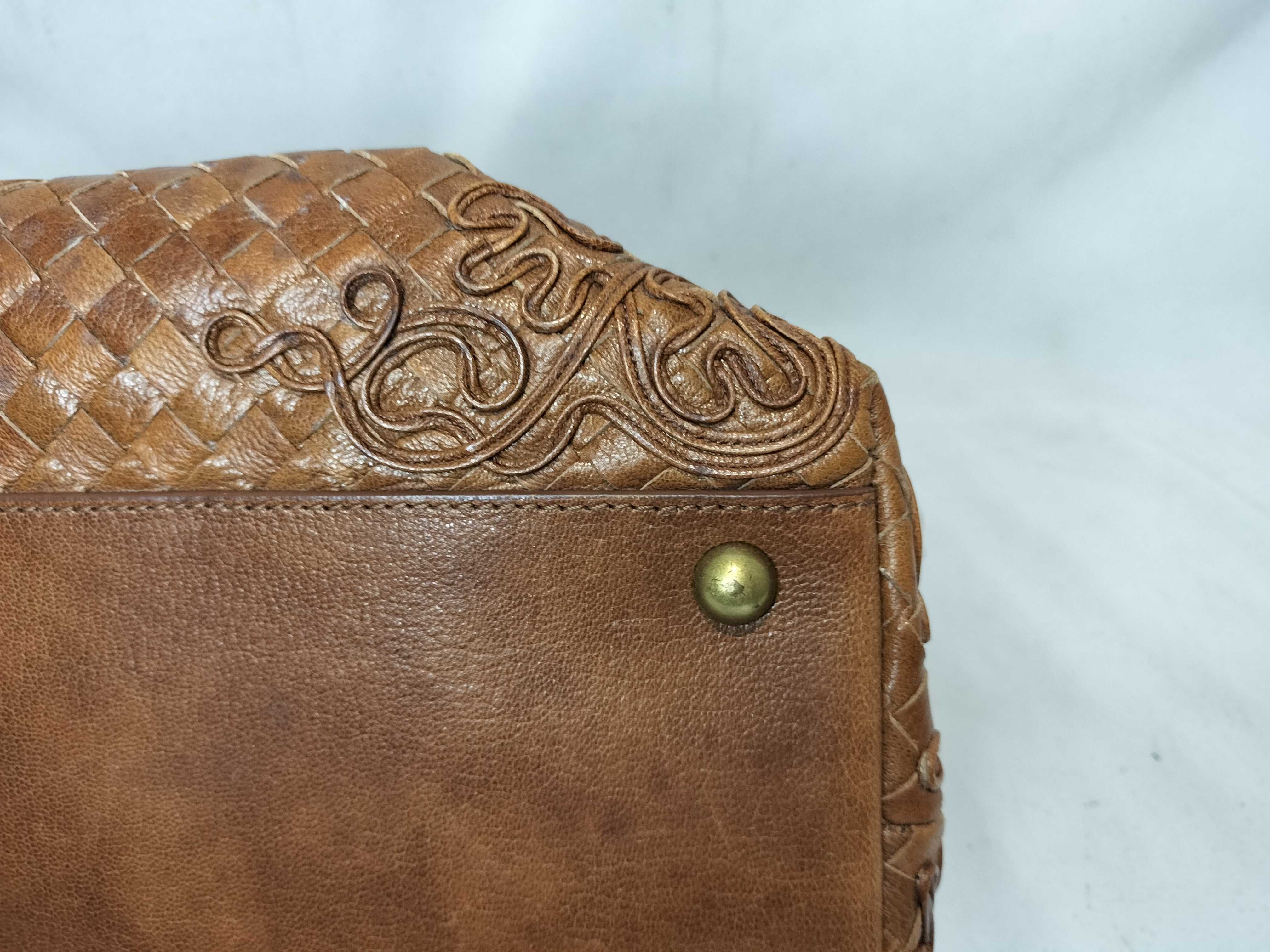 Intrecciato Leather Handbag 162511 Brown — view 6
