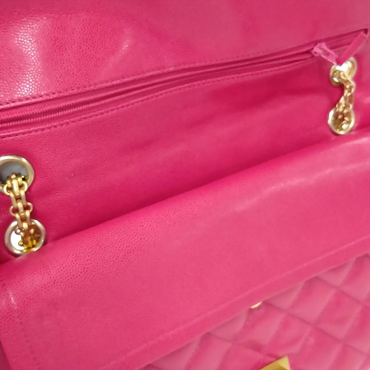 2.55 Caviar Skin Double Flap Double Chain Bag, Pink with Gold Hardware, 23528398, serial number in the 23 range. — view 14