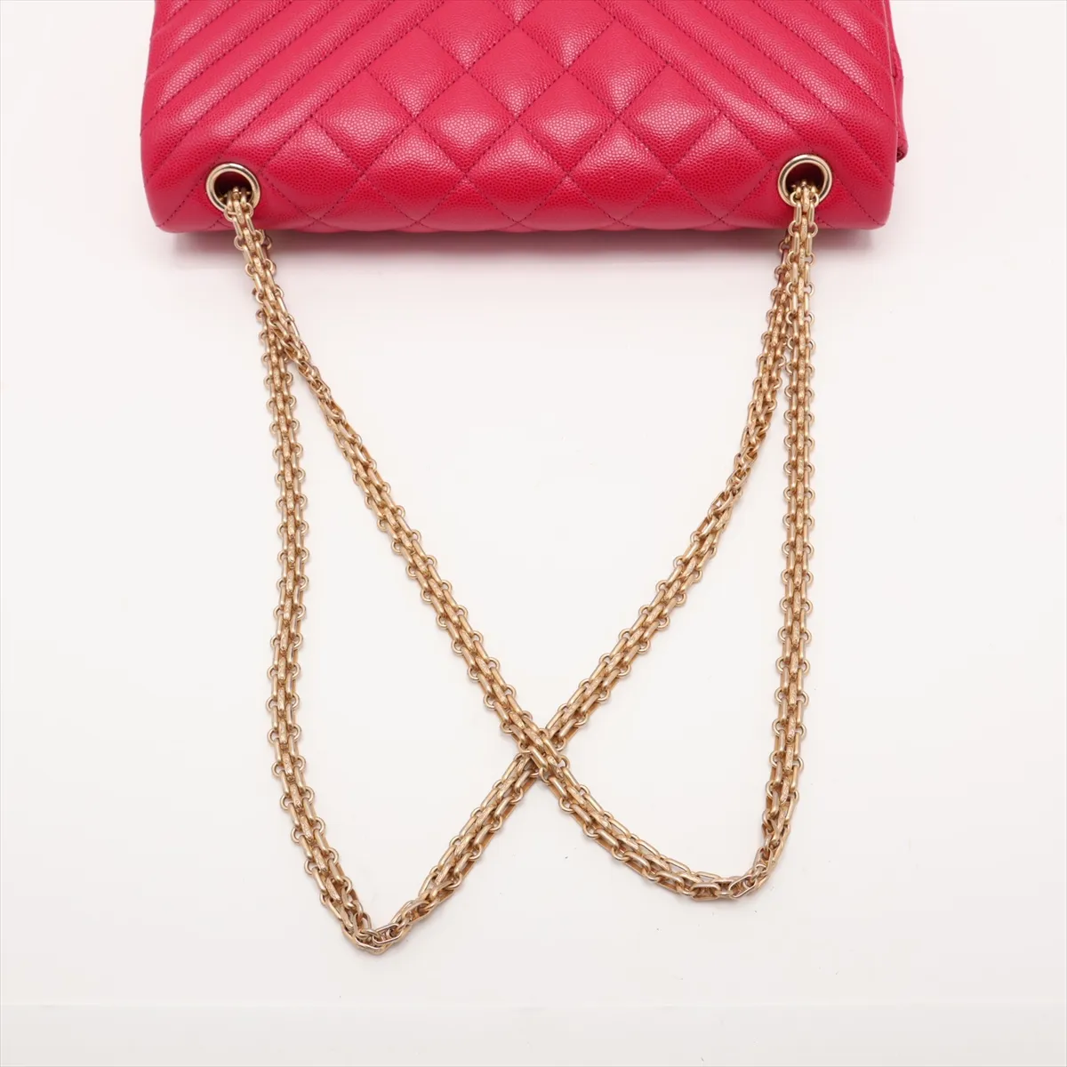 2.55 Caviar Skin Double Flap Double Chain Bag, Pink with Gold Hardware, 23528398, serial number in the 23 range. — view 5