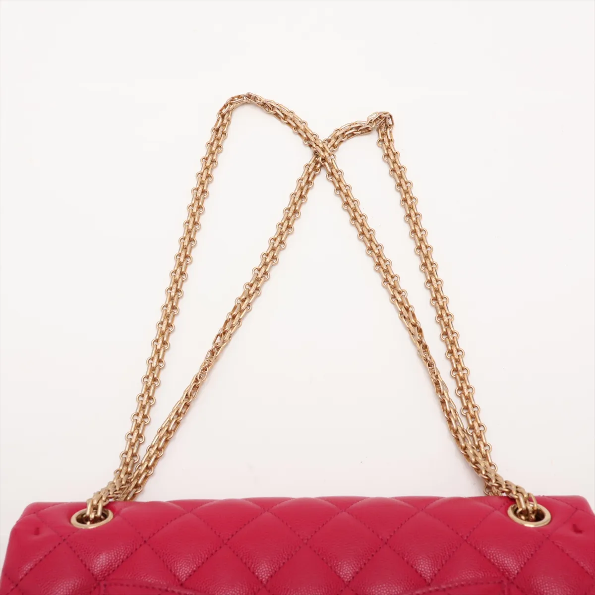 2.55 Caviar Skin Double Flap Double Chain Bag, Pink with Gold Hardware, 23528398, serial number in the 23 range. — view 6