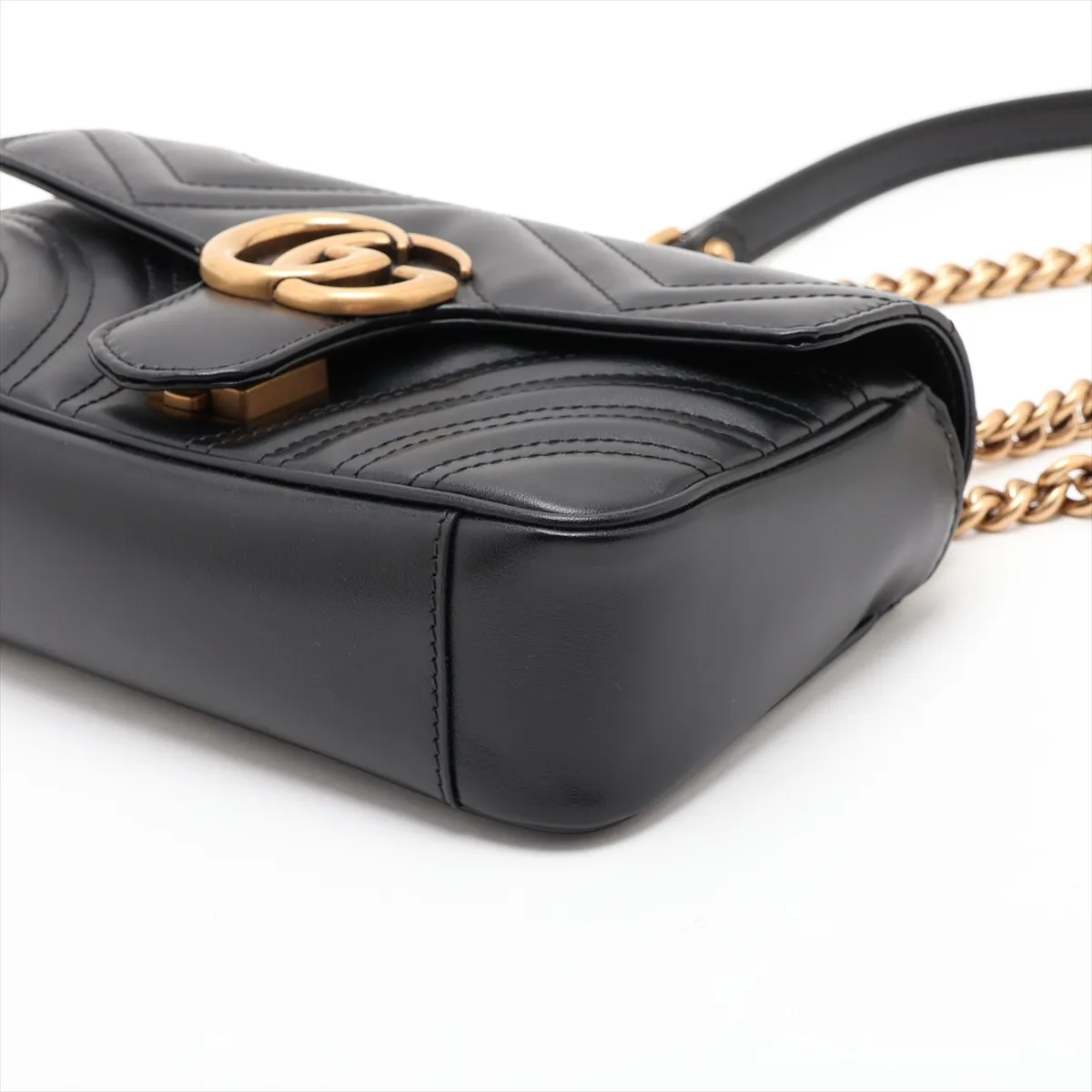 GG Marmont Leather Chain Shoulder Bag, Black, 446744 — view 3