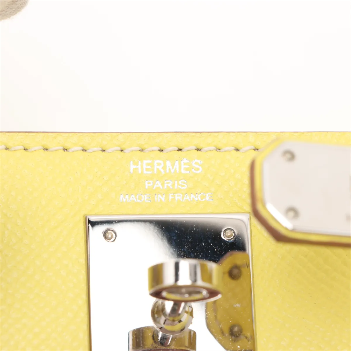[Individually wrapped] Hermes Kelly 28 LeTourne Verso Vaux Epson Lime x Pearl Gray Silver hardware O:2011 — view 12