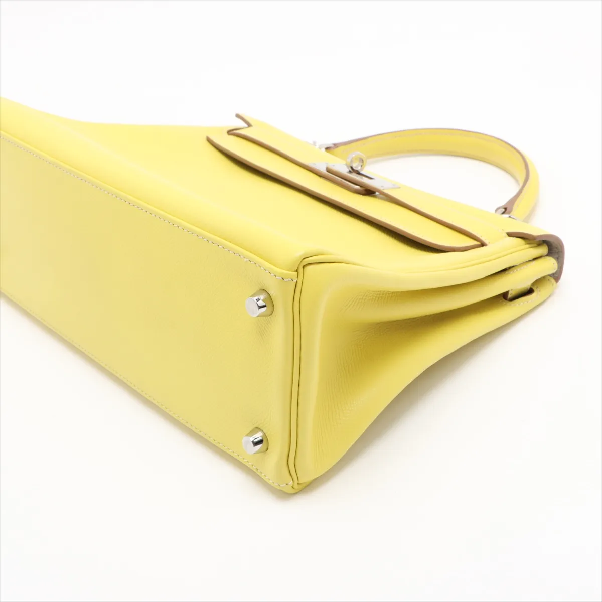 [Individually wrapped] Hermes Kelly 28 LeTourne Verso Vaux Epson Lime x Pearl Gray Silver hardware O:2011 — view 3