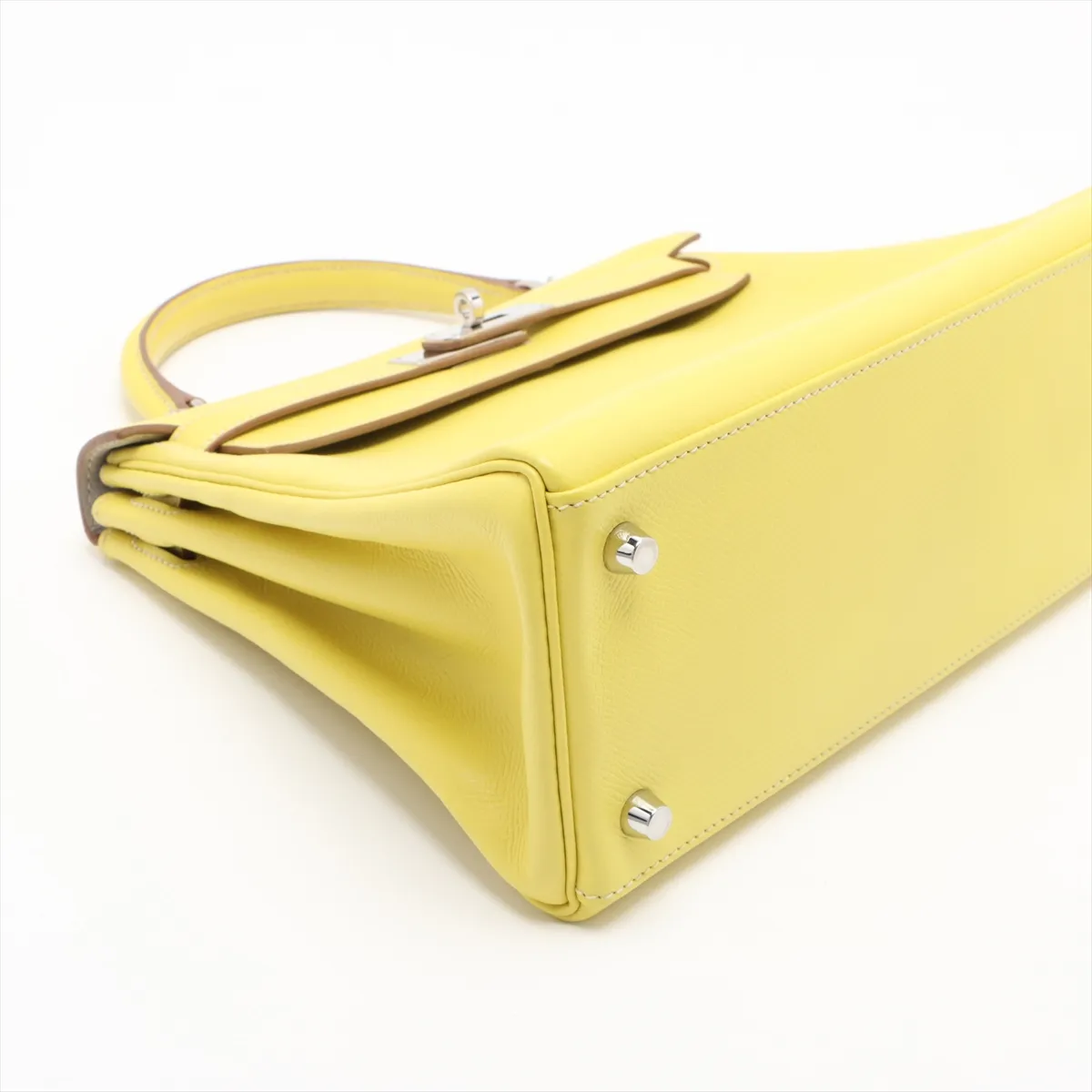 [Individually wrapped] Hermes Kelly 28 LeTourne Verso Vaux Epson Lime x Pearl Gray Silver hardware O:2011 — view 4
