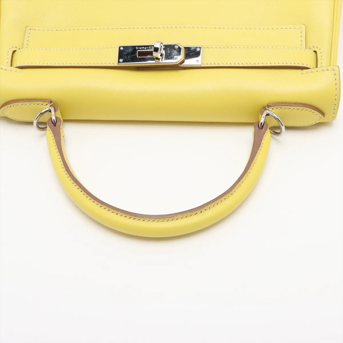 [Individually wrapped] Hermes Kelly 28 LeTourne Verso Vaux Epson Lime x Pearl Gray Silver hardware O:2011 — view 5