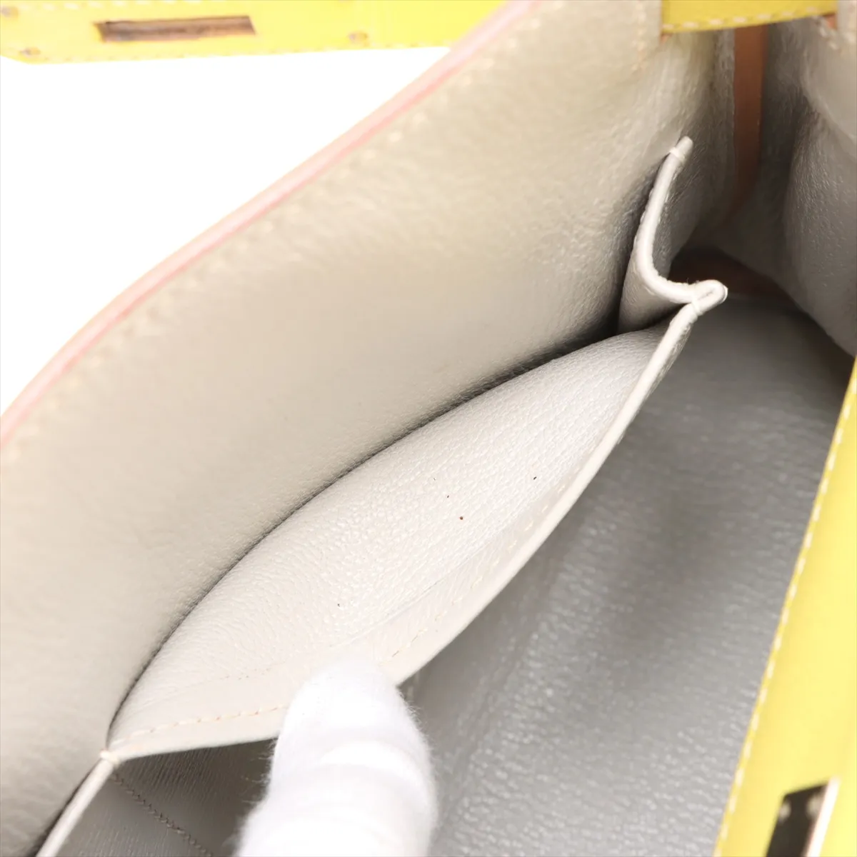[Individually wrapped] Hermes Kelly 28 LeTourne Verso Vaux Epson Lime x Pearl Gray Silver hardware O:2011 — view 10