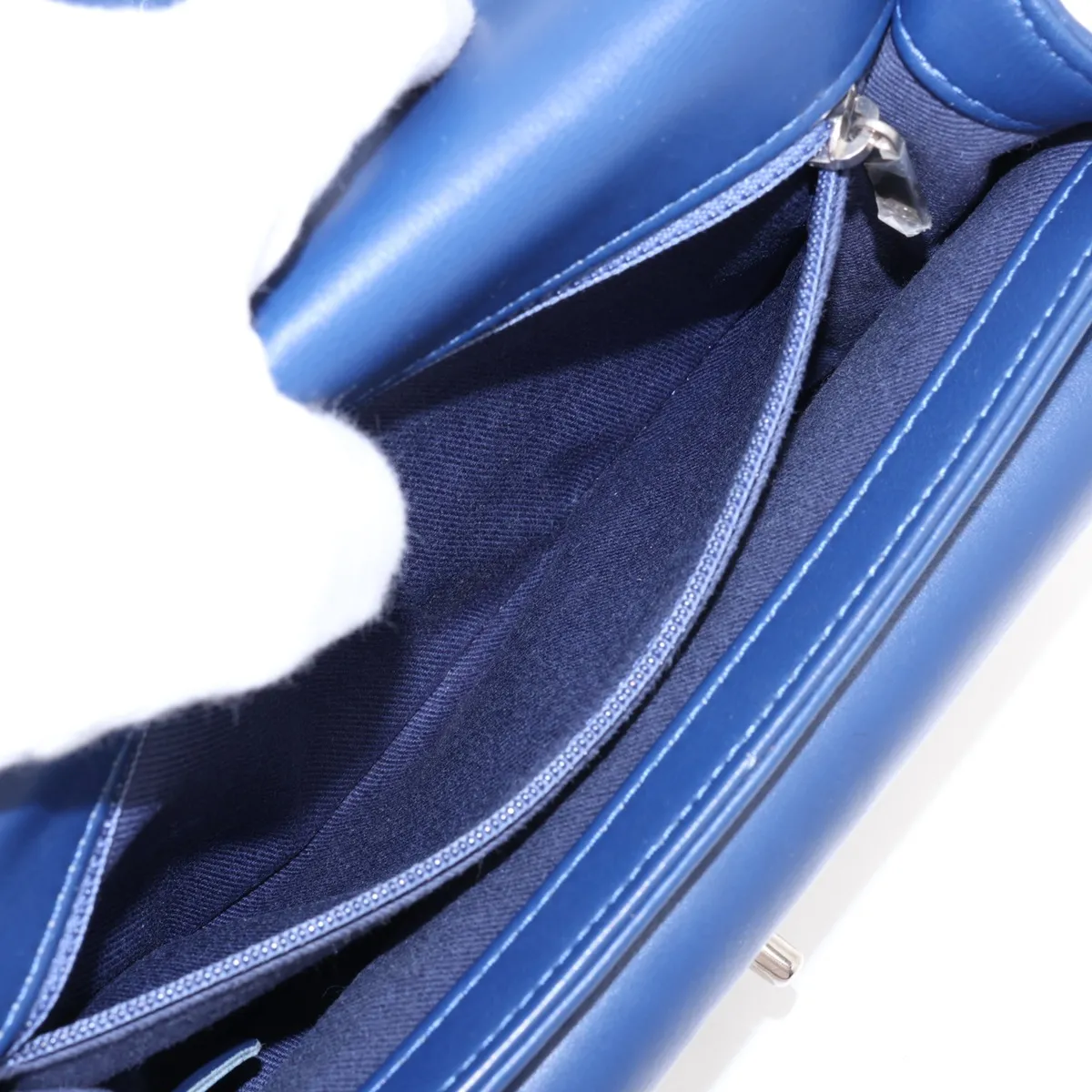 Coco Eyelet Leather Chain Shoulder Bag, Blue, Silver Hardware, 25141336, Serial Number 25 — view 7