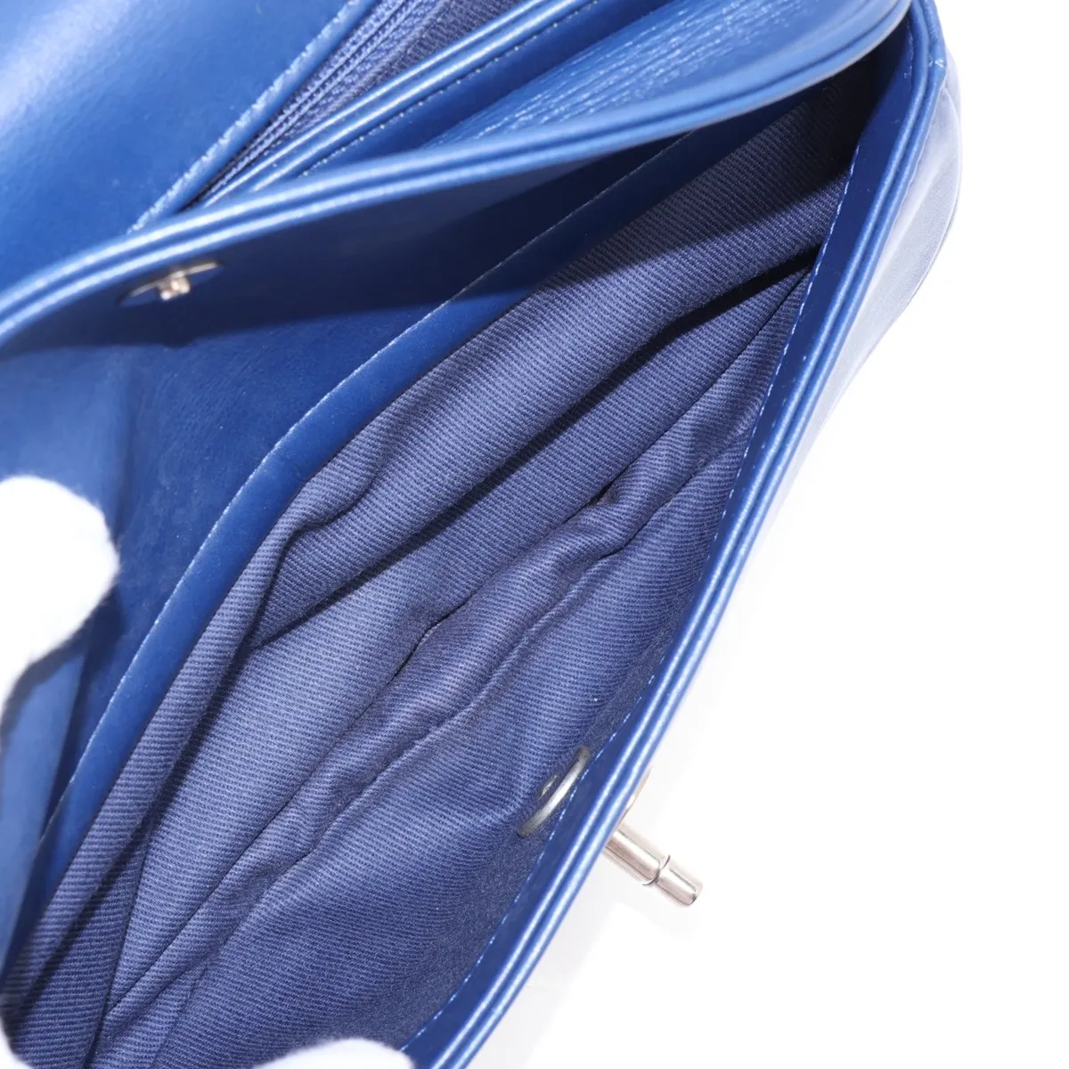 Coco Eyelet Leather Chain Shoulder Bag, Blue, Silver Hardware, 25141336, Serial Number 25 — view 8