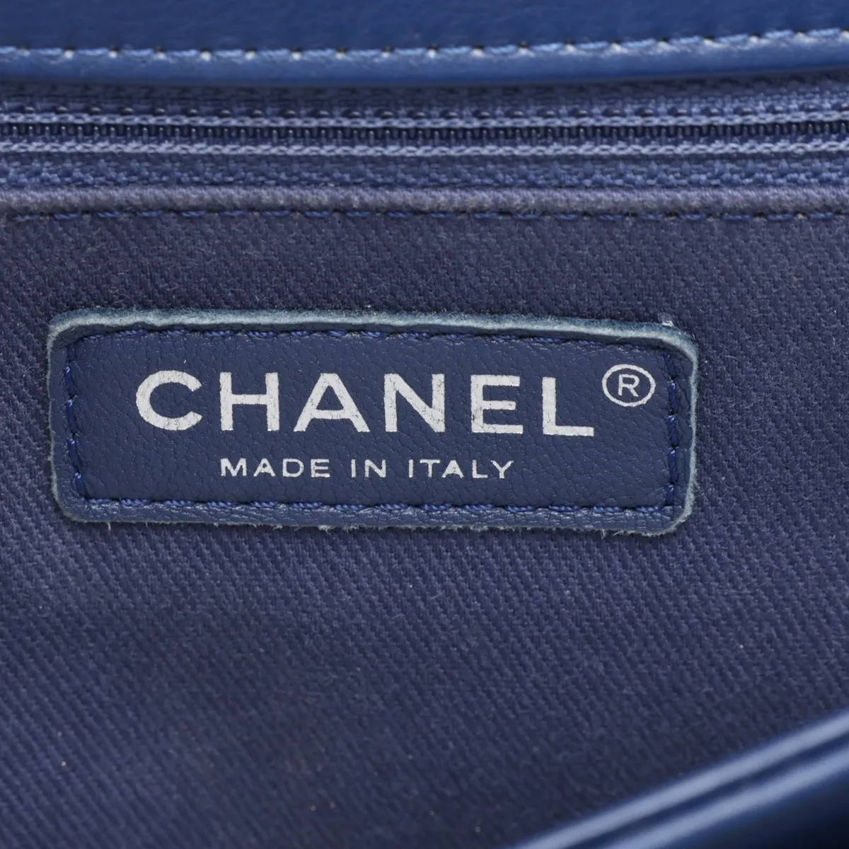 Coco Eyelet Leather Chain Shoulder Bag, Blue, Silver Hardware, 25141336, Serial Number 25 — view 10