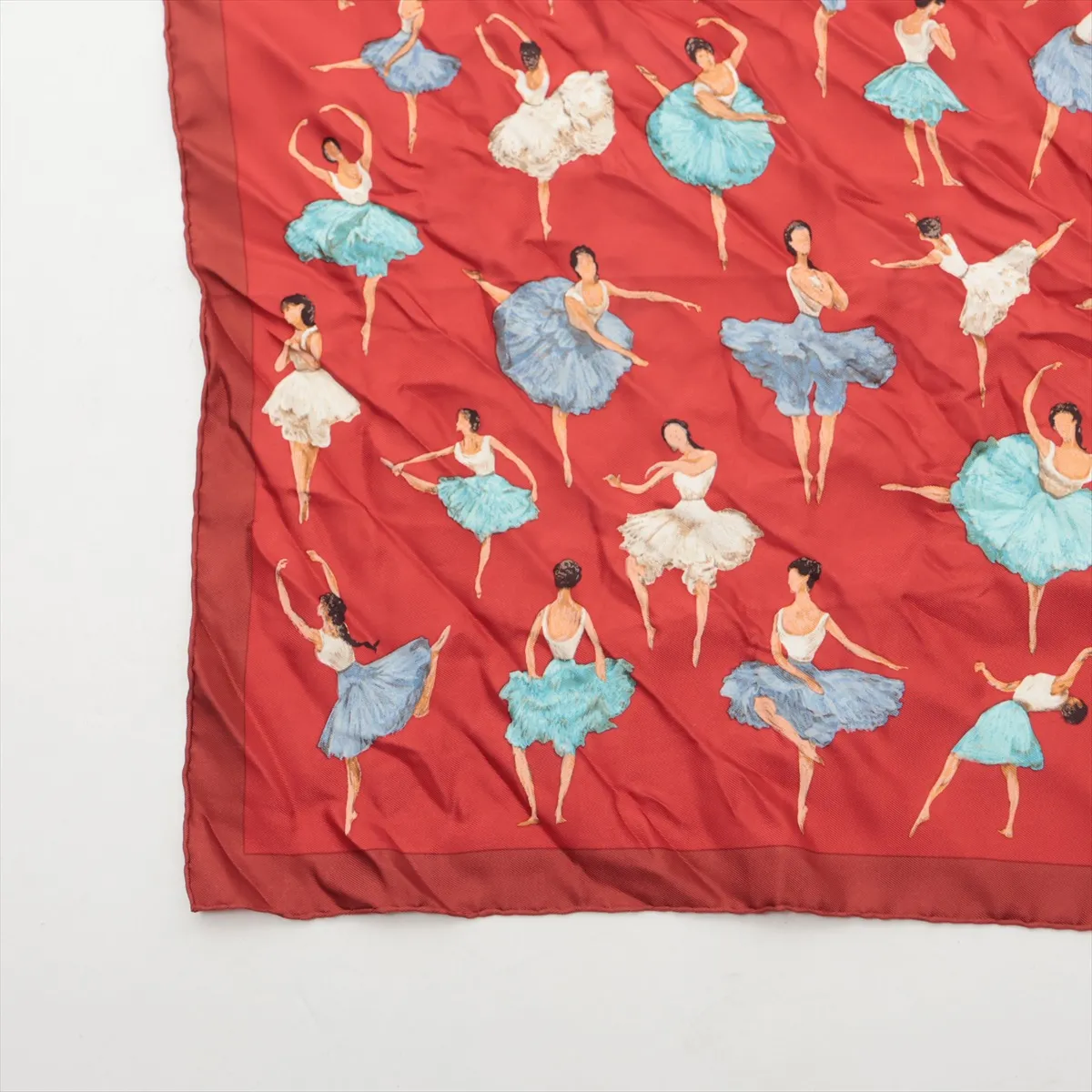 Carre 45 Scarf, Silk, Red. Shows signs of wear, — view 5