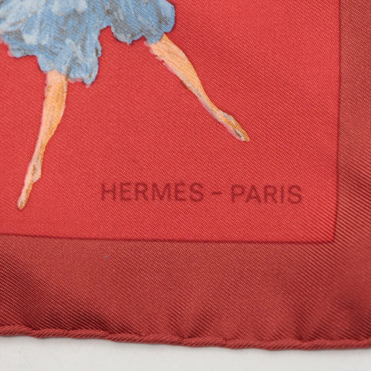 Carre 45 Scarf, Silk, Red. Shows signs of wear, — view 6