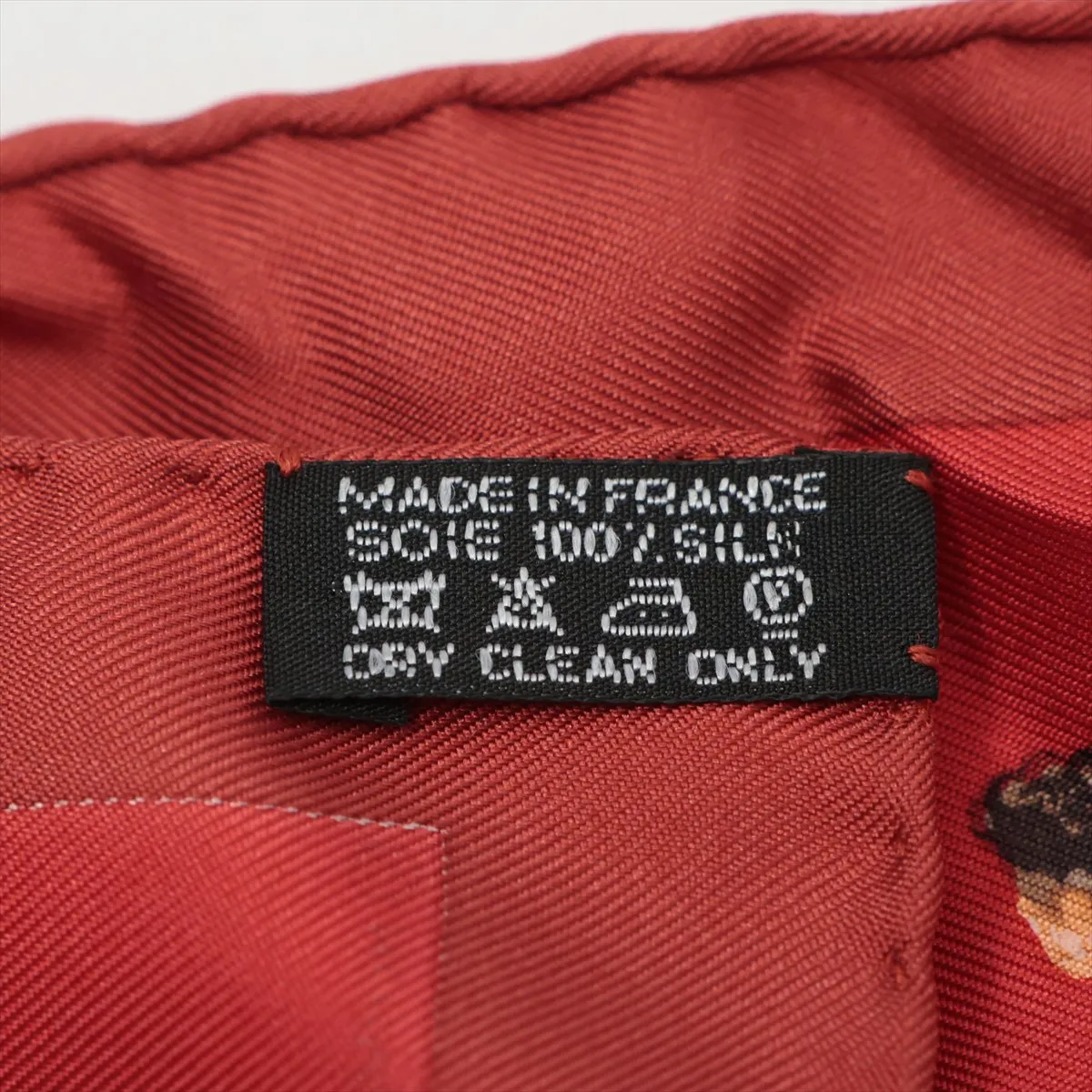 Carre 45 Scarf, Silk, Red. Shows signs of wear, — view 7