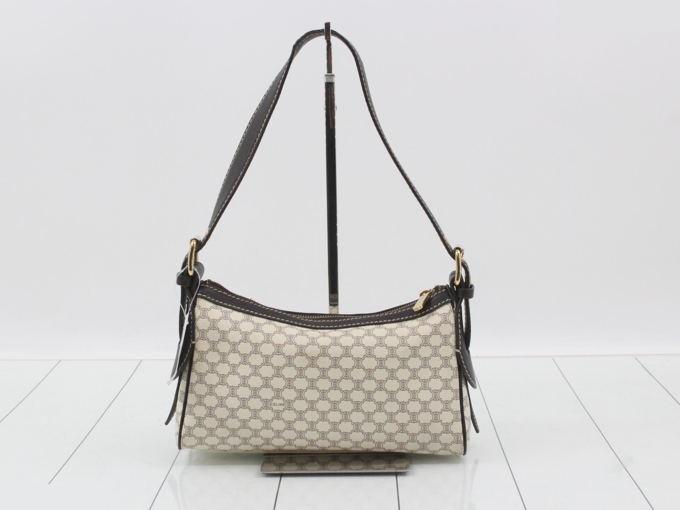 Macadam One-Shoulder Bag, White/Dark Brown, PVC Leather — view 2