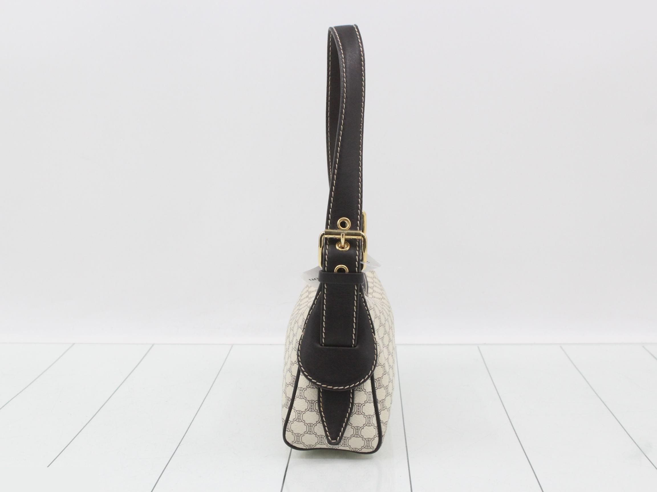 Macadam One-Shoulder Bag, White/Dark Brown, PVC Leather — view 3