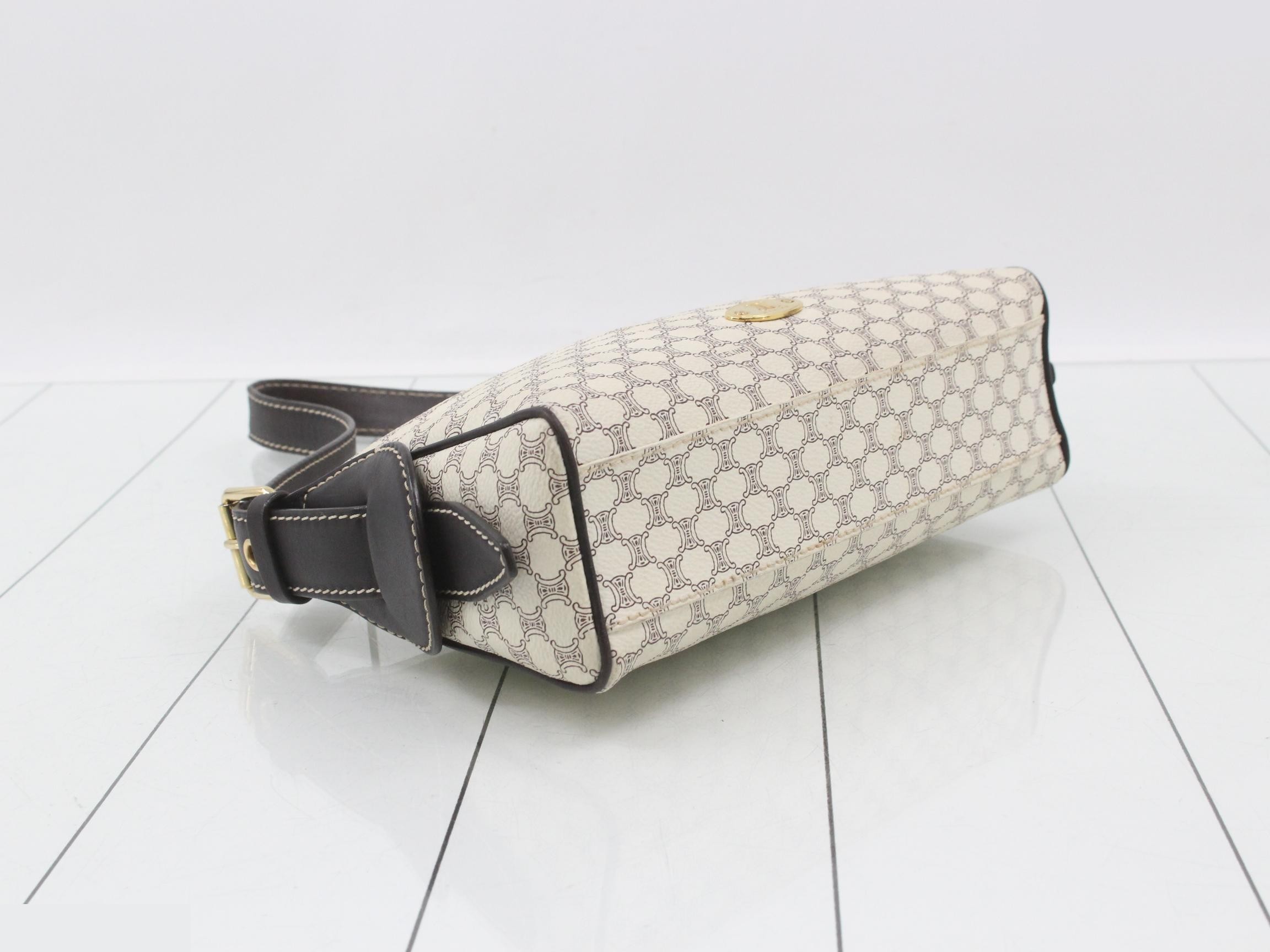 Macadam One-Shoulder Bag, White/Dark Brown, PVC Leather — view 5
