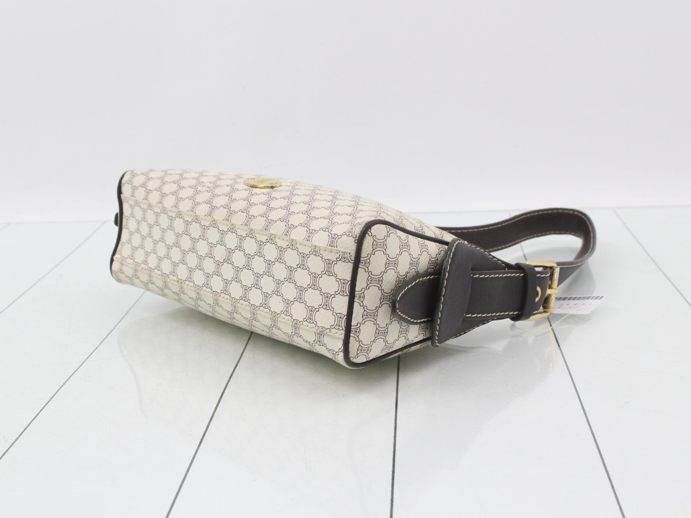 Macadam One-Shoulder Bag, White/Dark Brown, PVC Leather — view 6