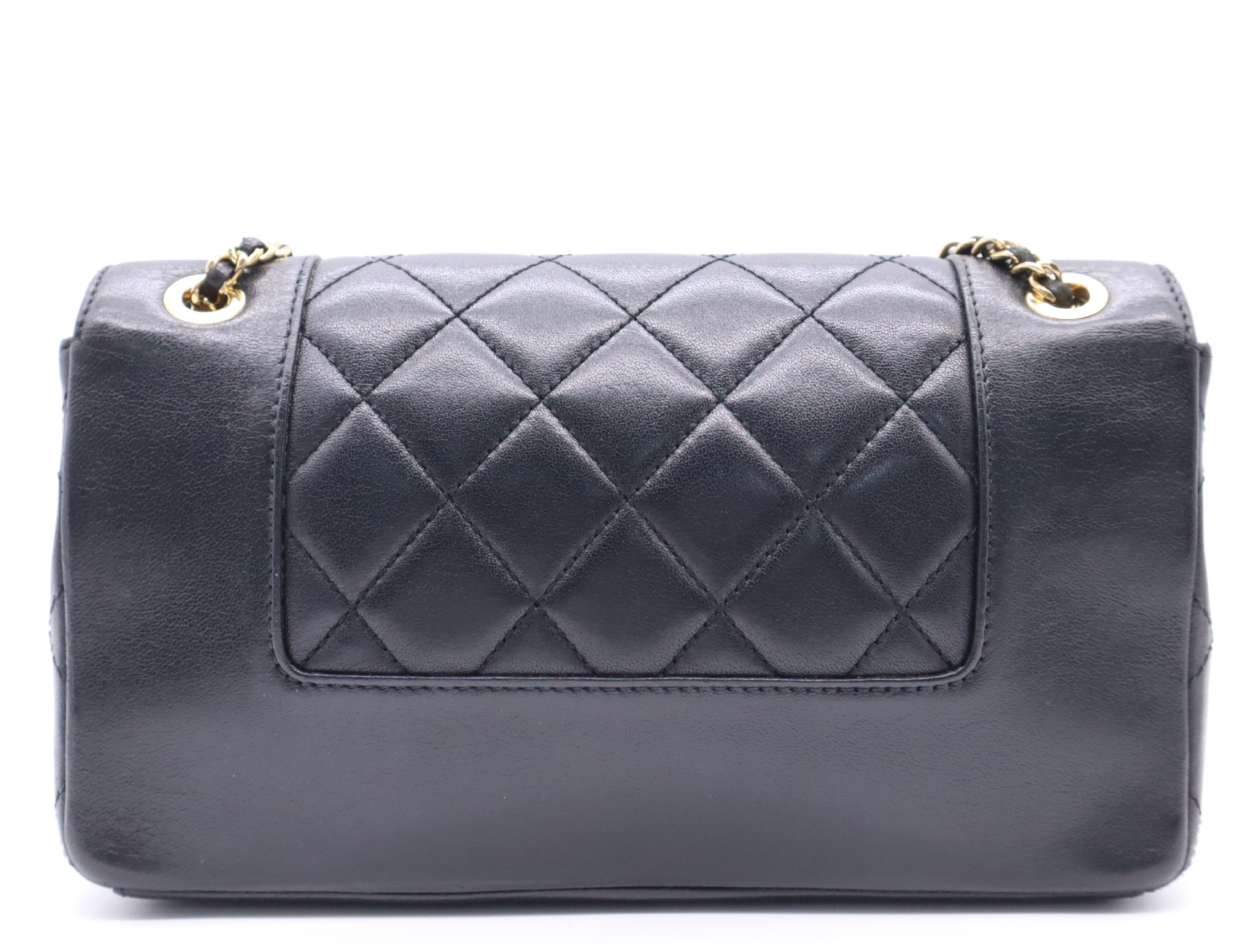 Lambskin Matelassé Double Flap Double Chain Bag, Black with Gold Hardware, with Seal, 23204456 Shoulder Bag — view 2