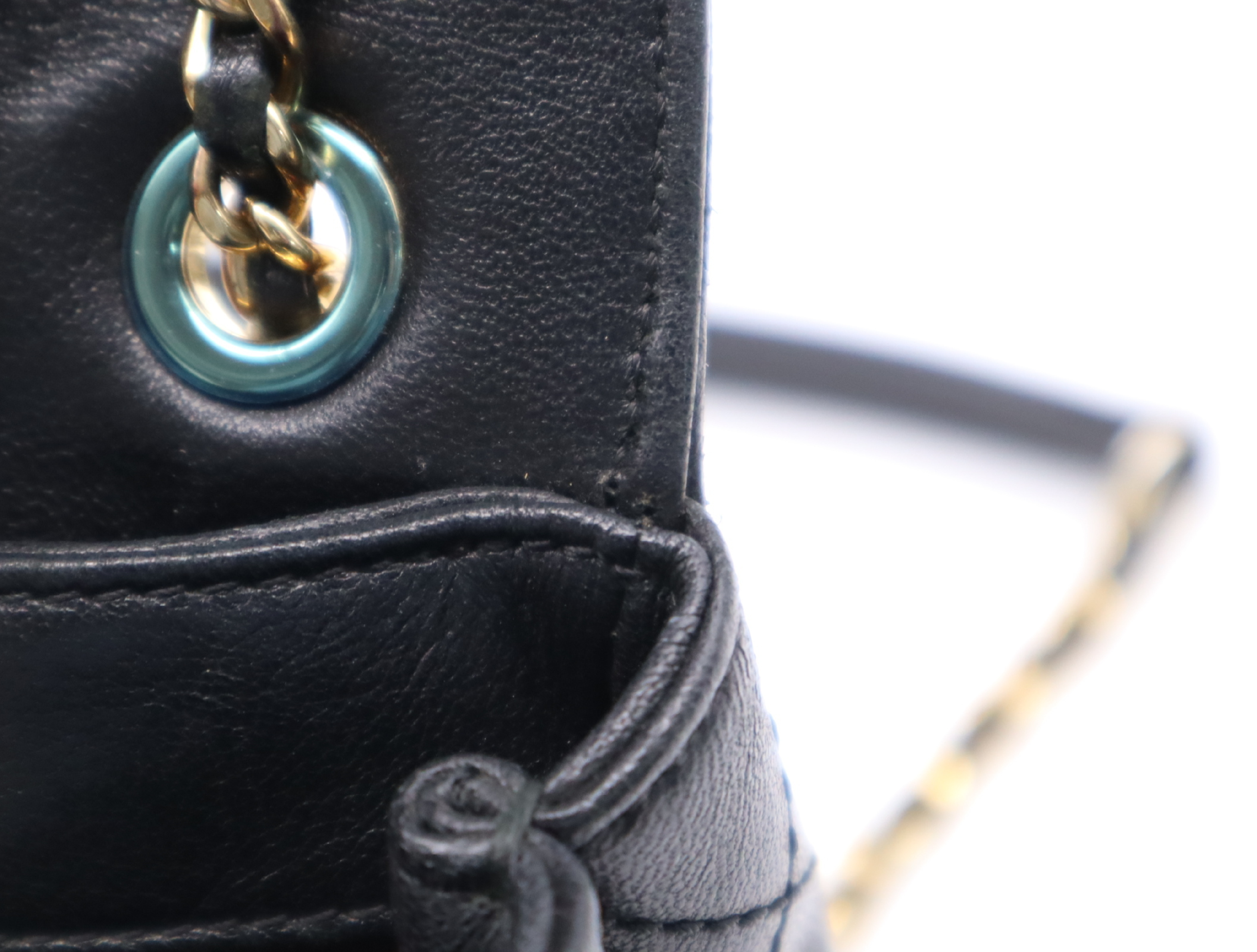 Lambskin Matelassé Double Flap Double Chain Bag, Black with Gold Hardware, with Seal, 23204456 Shoulder Bag — view 13