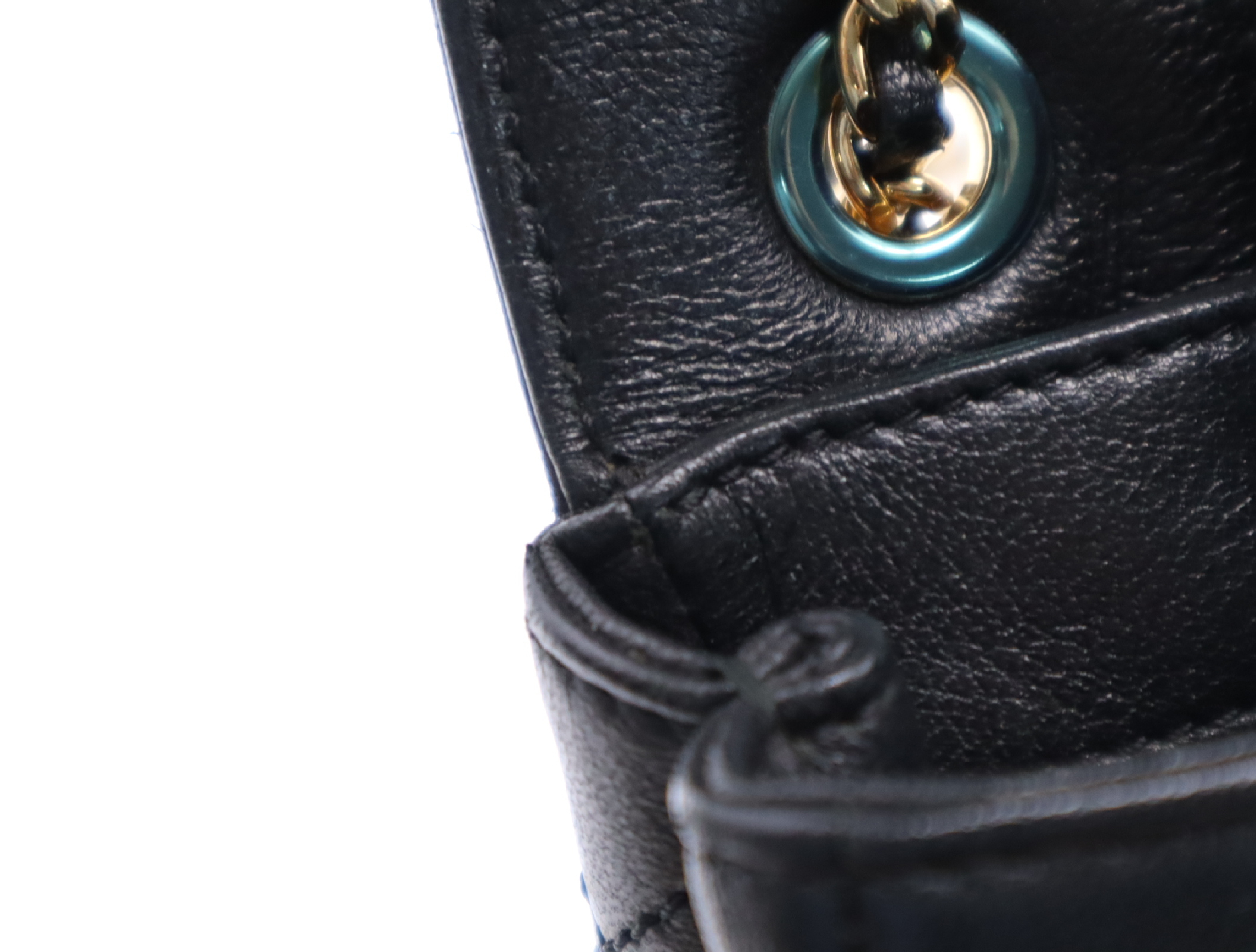 Lambskin Matelassé Double Flap Double Chain Bag, Black with Gold Hardware, with Seal, 23204456 Shoulder Bag — view 14
