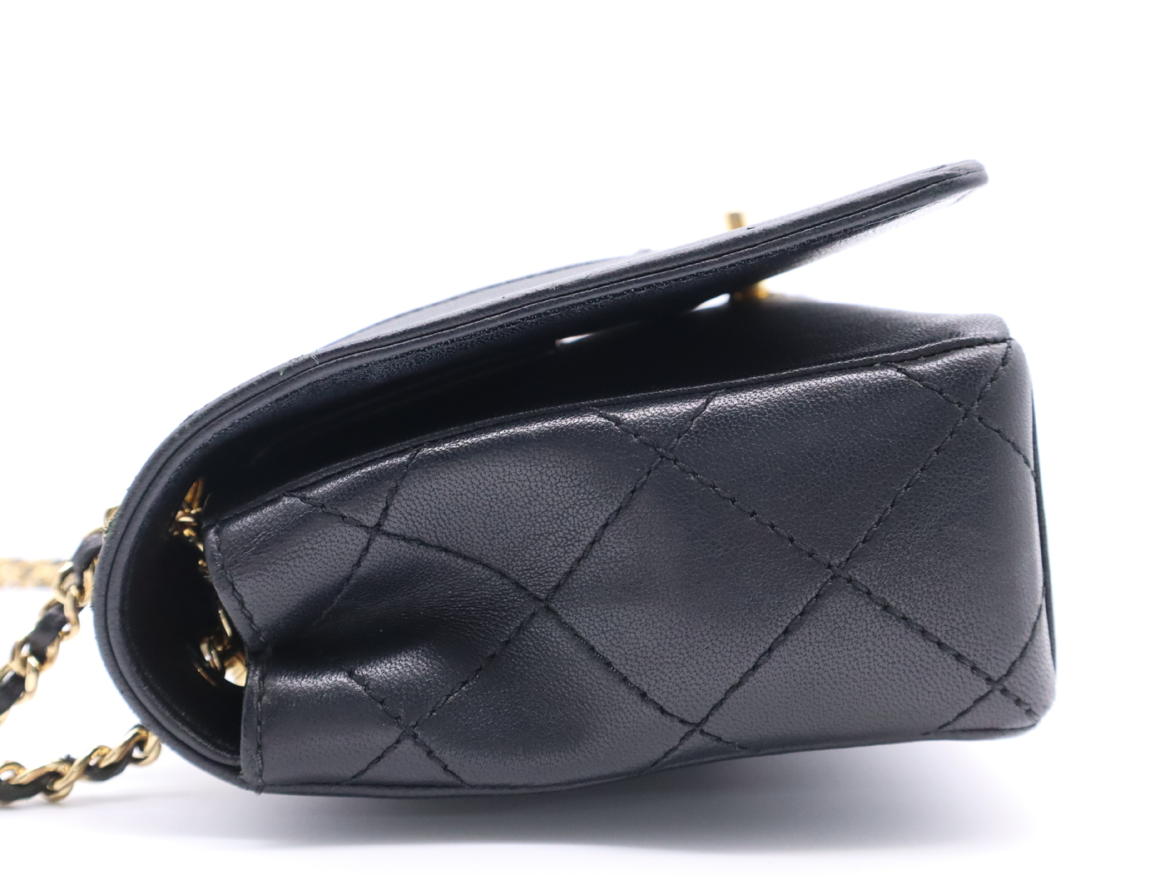 Lambskin Matelassé Double Flap Double Chain Bag, Black with Gold Hardware, with Seal, 23204456 Shoulder Bag — view 3