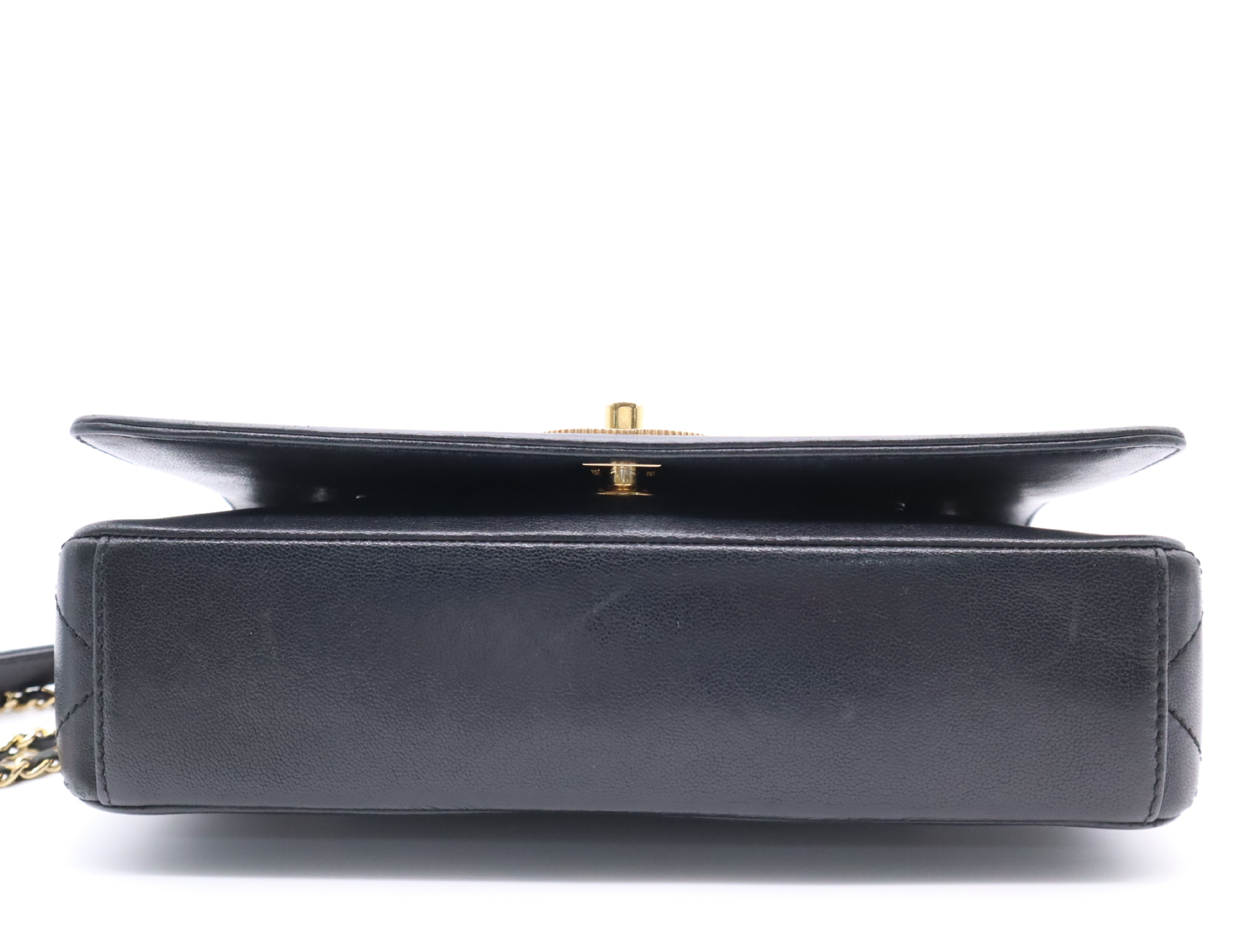 Lambskin Matelassé Double Flap Double Chain Bag, Black with Gold Hardware, with Seal, 23204456 Shoulder Bag — view 4