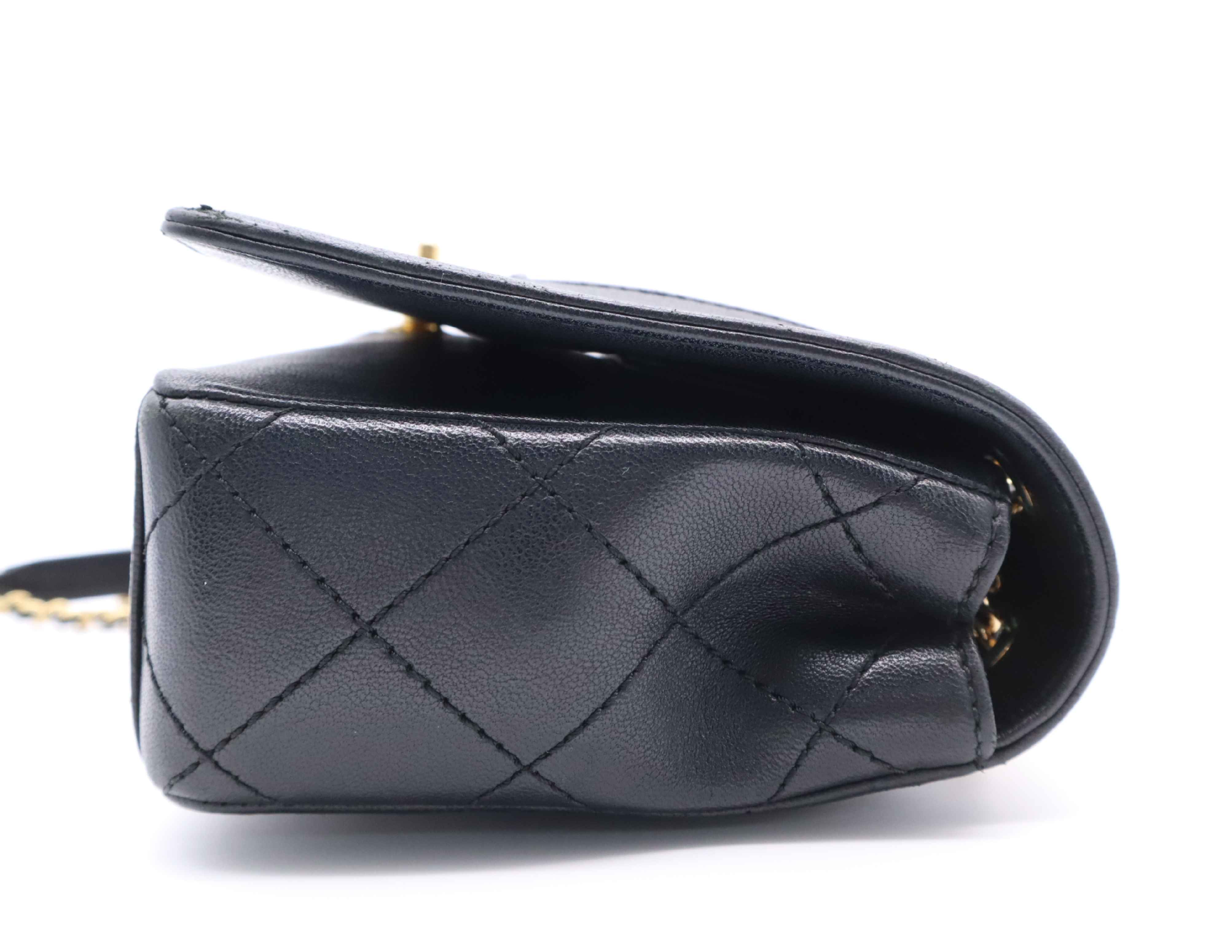 Lambskin Matelassé Double Flap Double Chain Bag, Black with Gold Hardware, with Seal, 23204456 Shoulder Bag — view 5