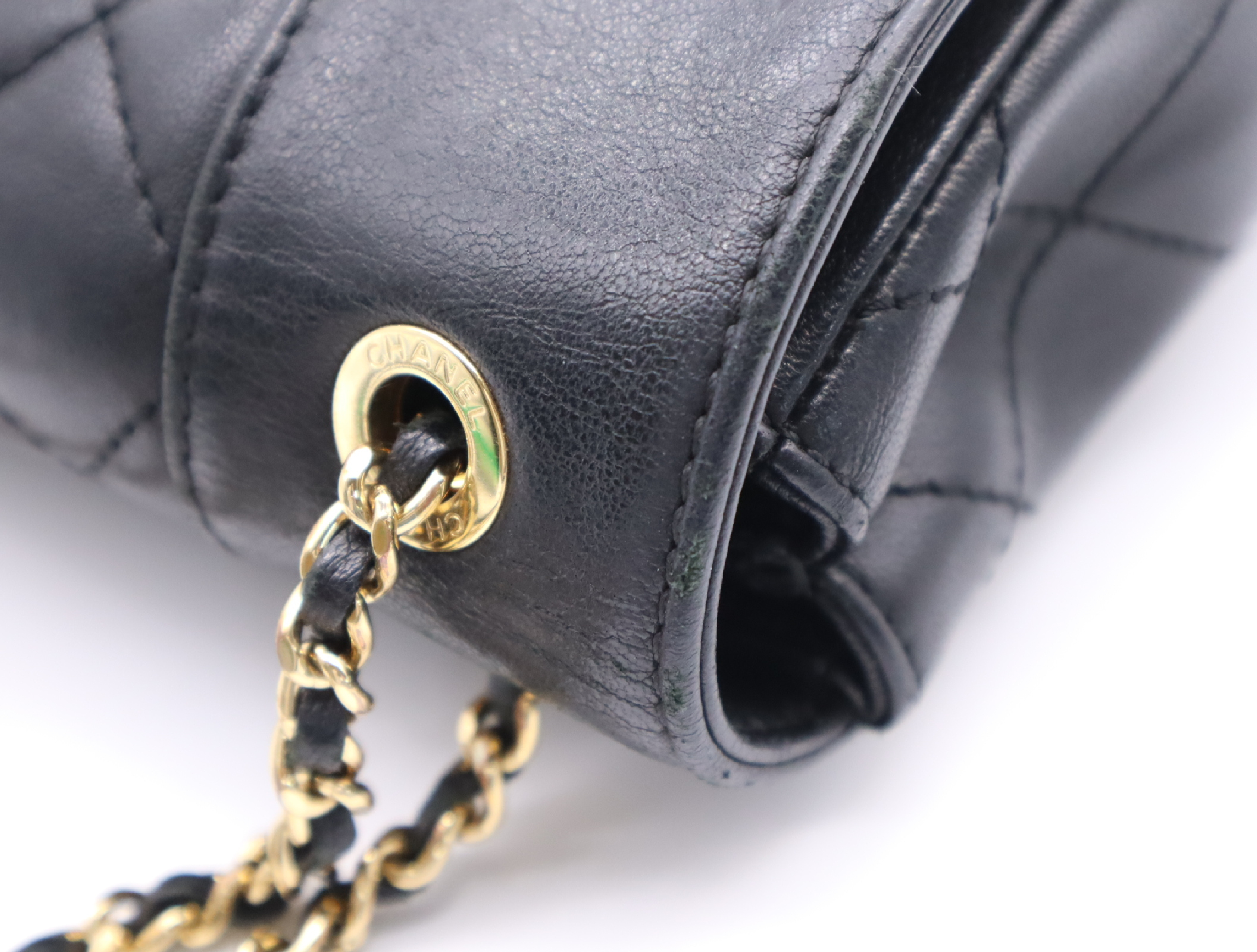 Lambskin Matelassé Double Flap Double Chain Bag, Black with Gold Hardware, with Seal, 23204456 Shoulder Bag — view 9