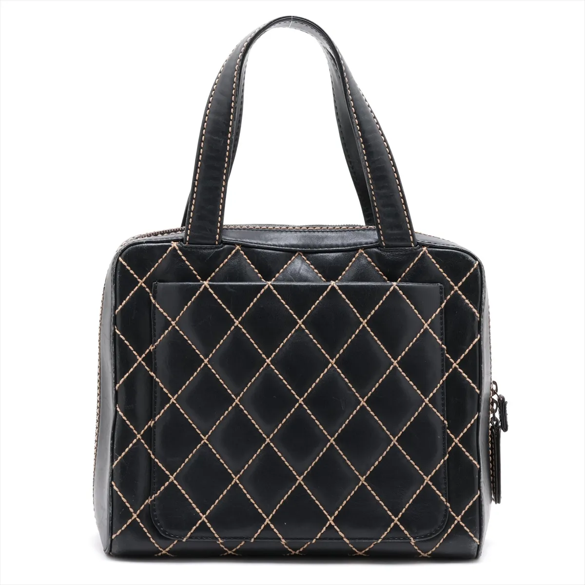 Wild Stitch Leather Handbag, Black with Gold Hardware, 6987472, Series 6 — view 2