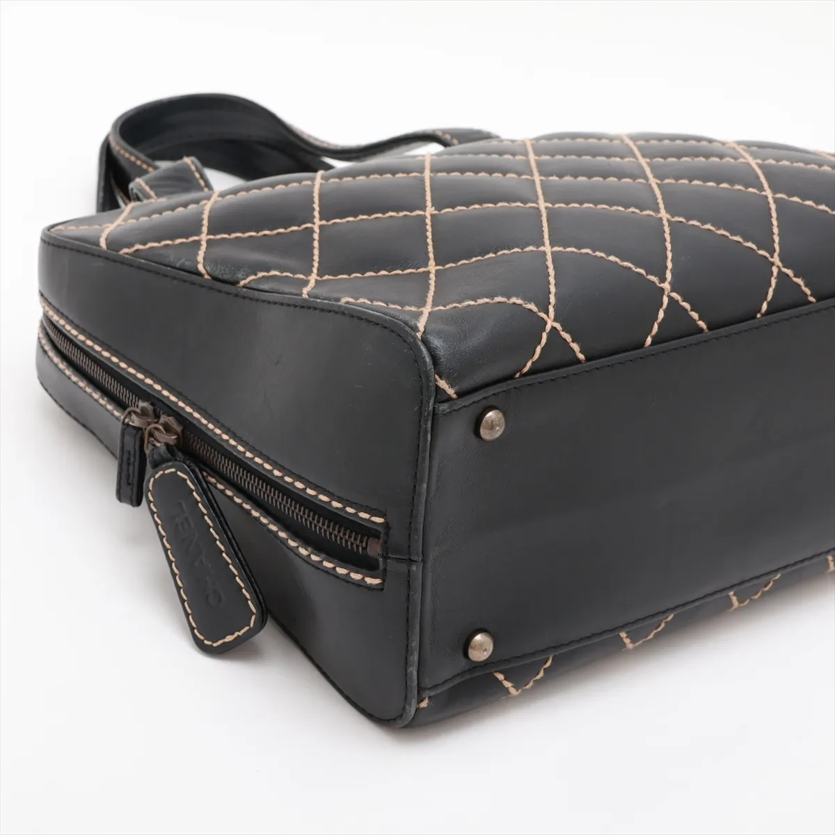 Wild Stitch Leather Handbag, Black with Gold Hardware, 6987472, Series 6 — view 4