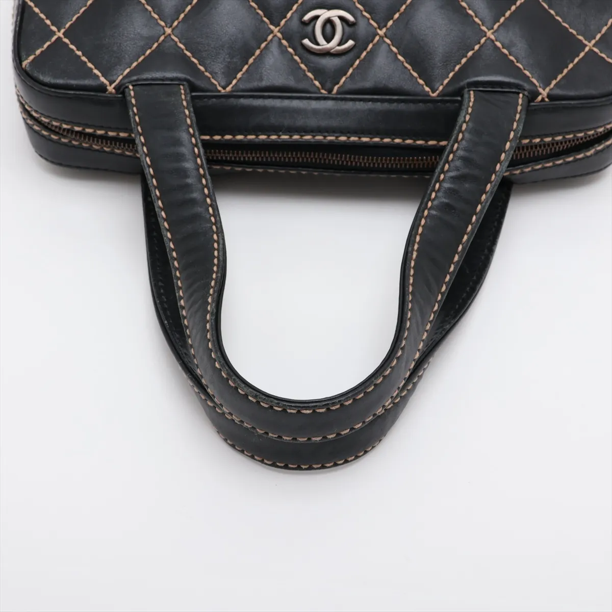 Wild Stitch Leather Handbag, Black with Gold Hardware, 6987472, Series 6 — view 5