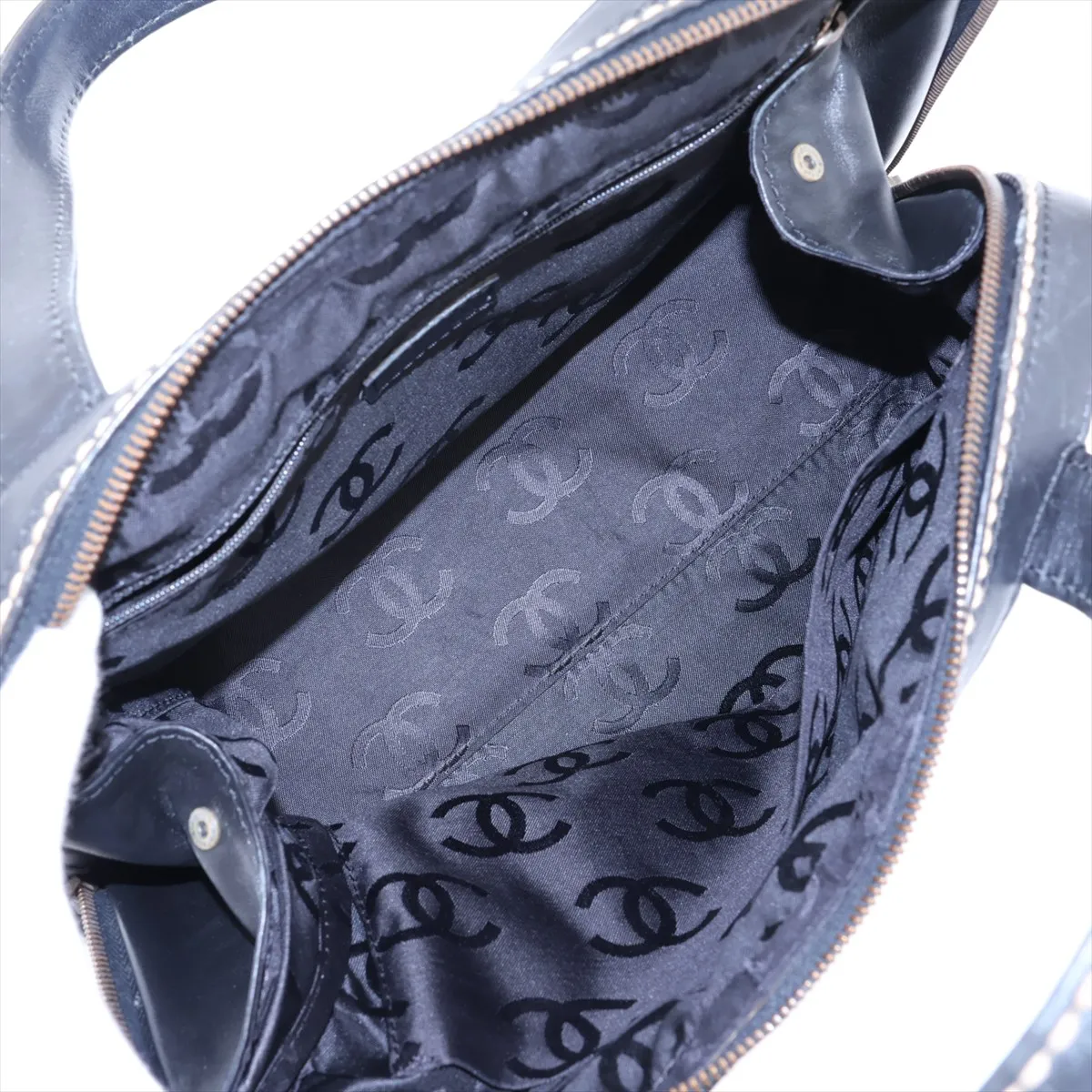 Wild Stitch Leather Handbag, Black with Gold Hardware, 6987472, Series 6 — view 7