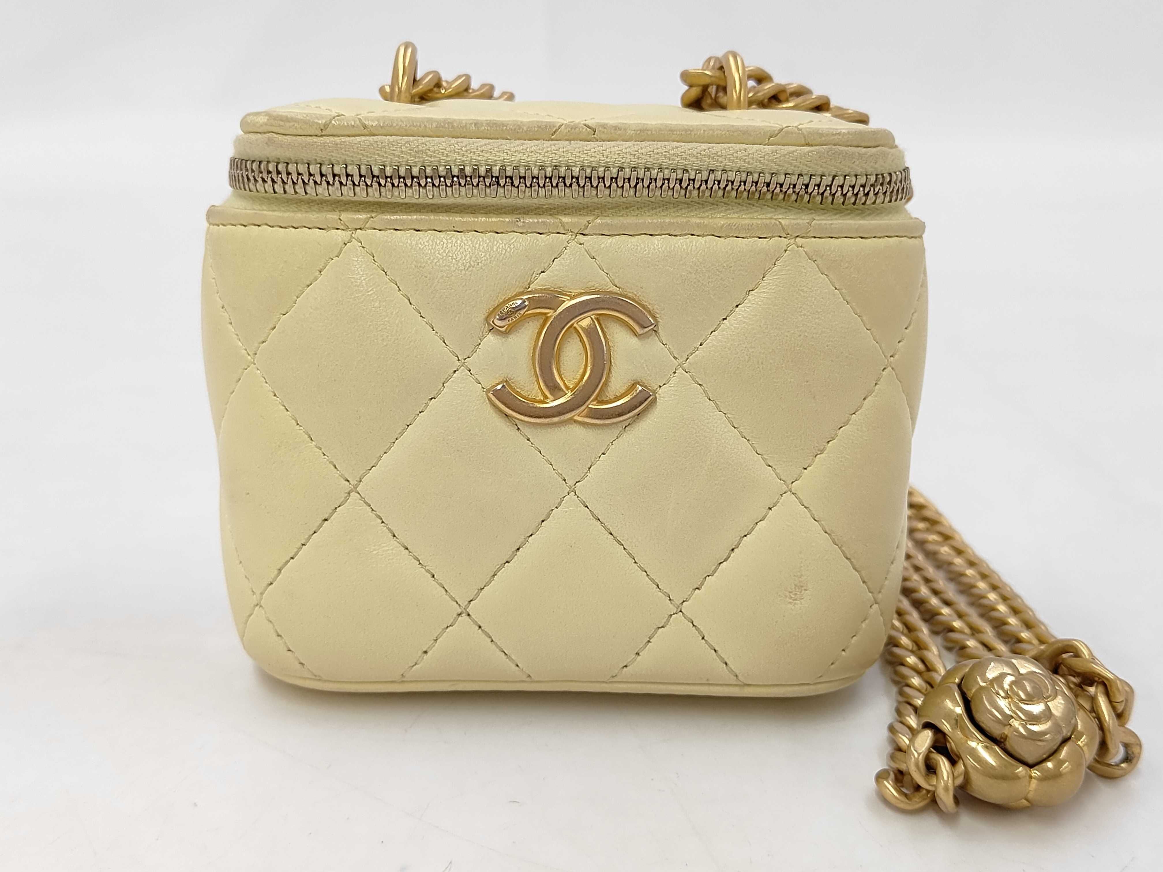 Mini Vanity Lambskin Shoulder Bag (Yellow Gold)