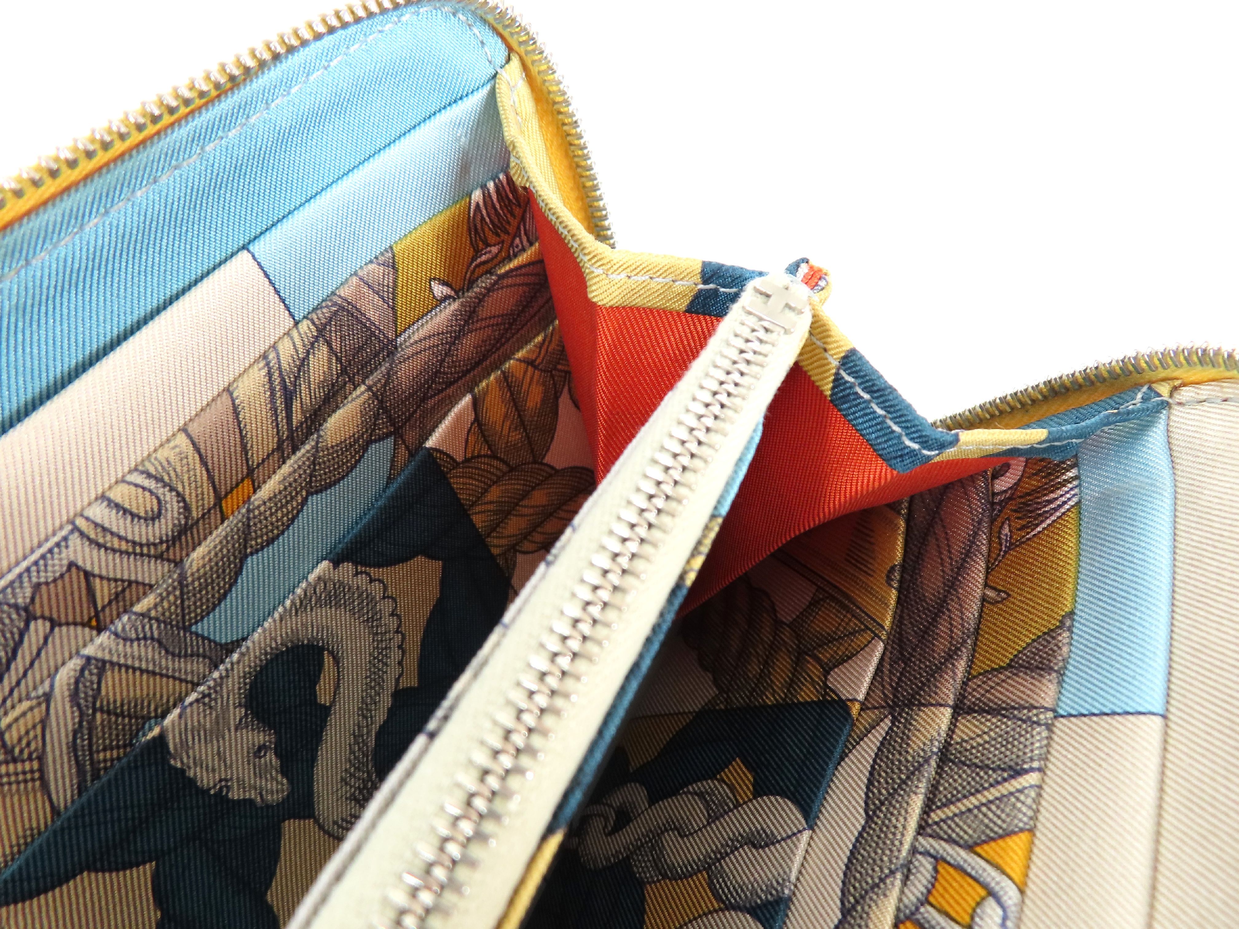 Azap Long Silk In Epsom Leather Wallet, D Stamp, Yellow Leather, Silver Hardware — view 9