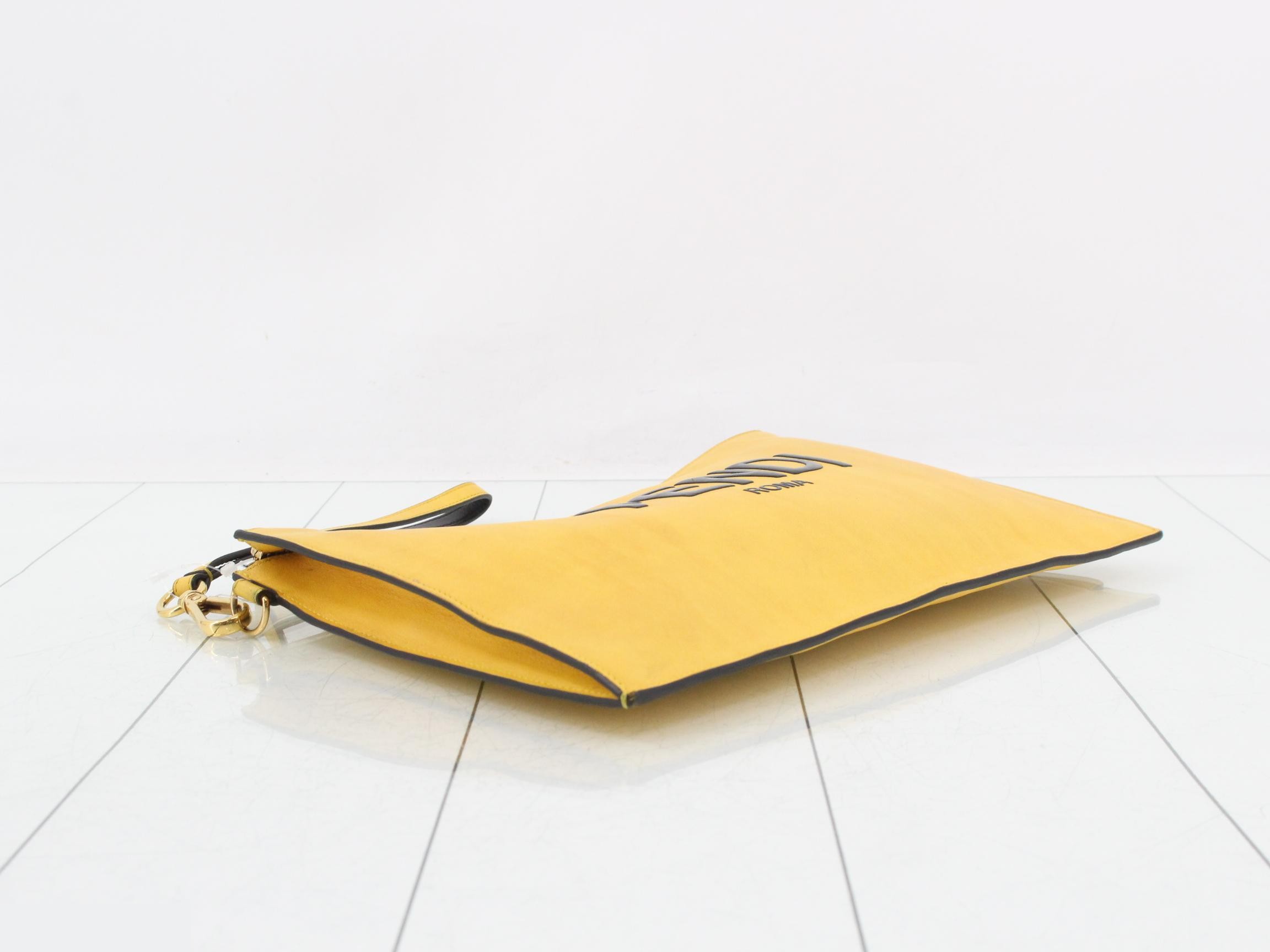 Leather clutch bag, yellow — view 5