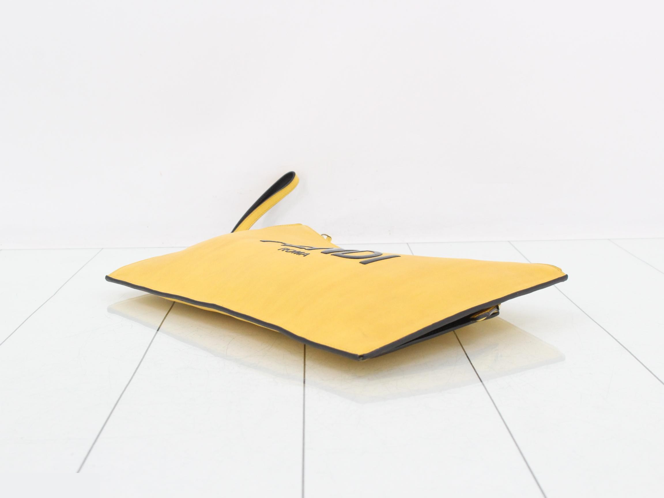 Leather clutch bag, yellow — view 6