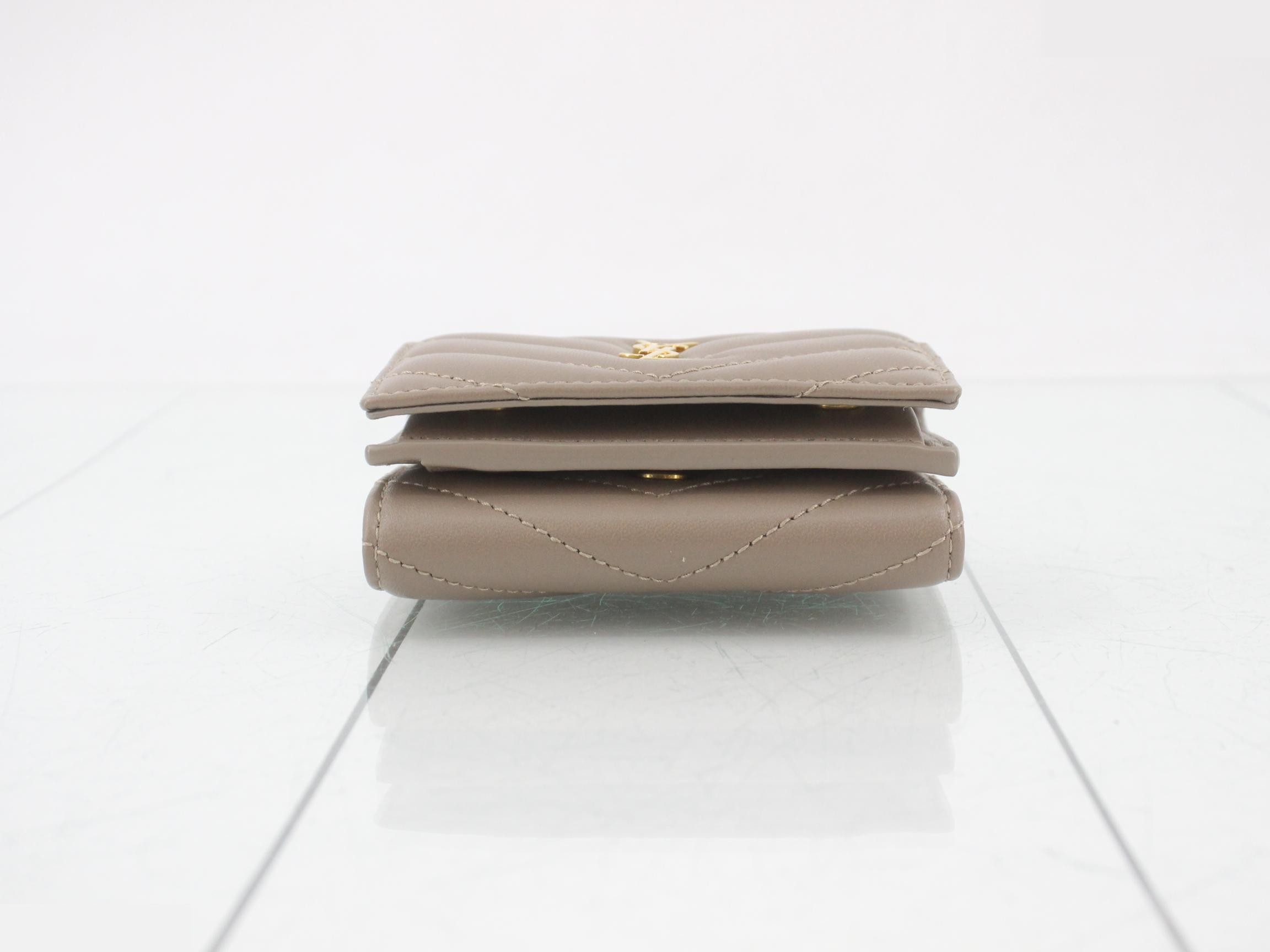 Cassandra Tiny Compact Wallet, Unused, Beige — view 3