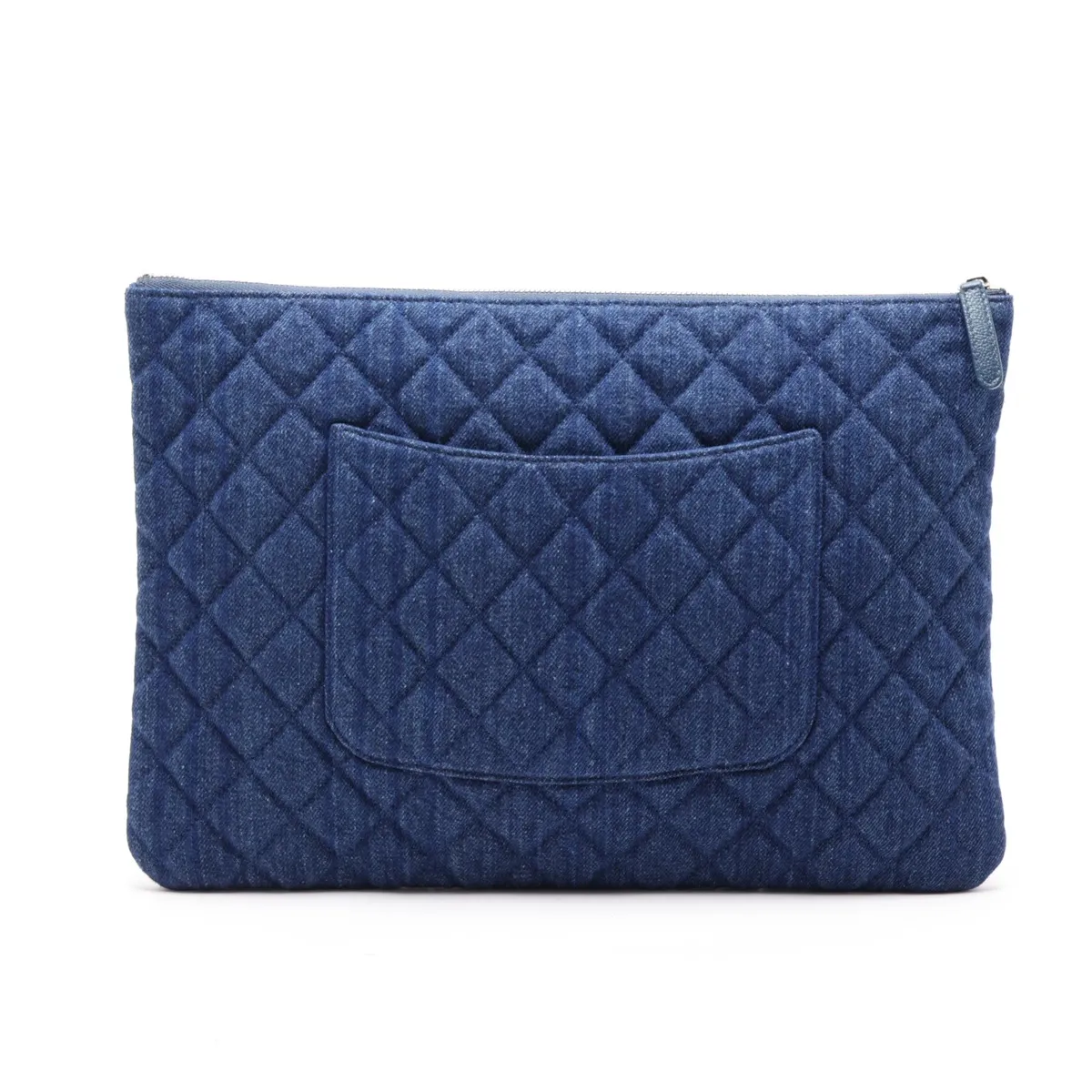 Matelassé Denim Clutch Bag, Blue, Silver Hardware, 25998431, Serial Number 25 — view 2