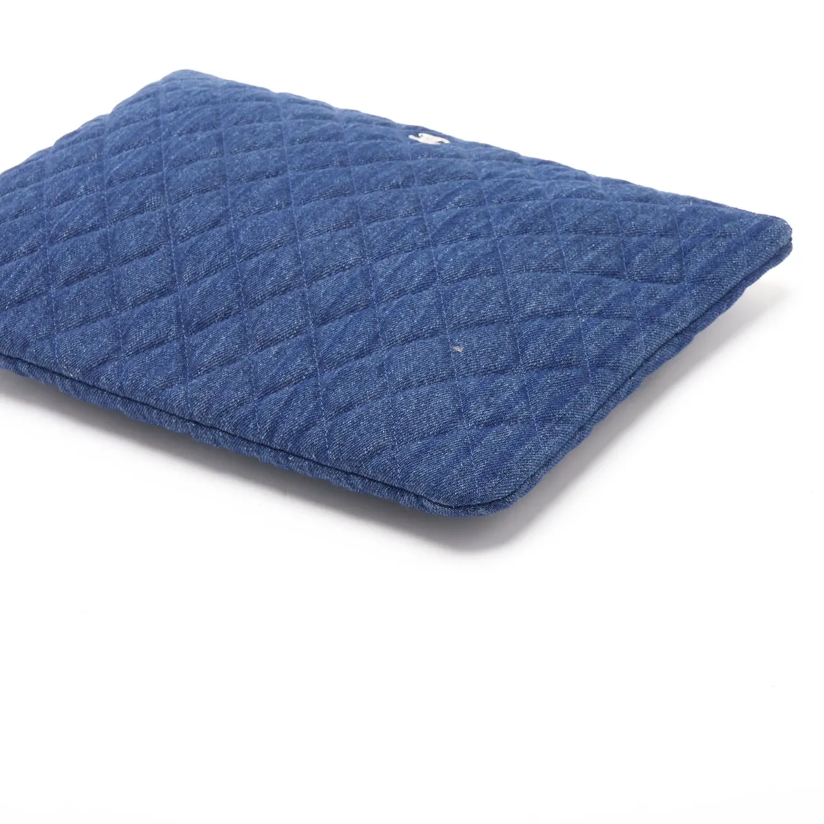 Matelassé Denim Clutch Bag, Blue, Silver Hardware, 25998431, Serial Number 25 — view 3