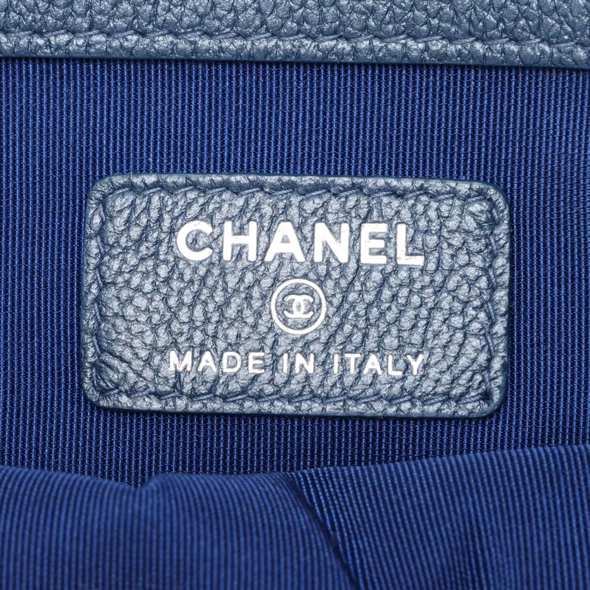 Matelassé Denim Clutch Bag, Blue, Silver Hardware, 25998431, Serial Number 25 — view 7