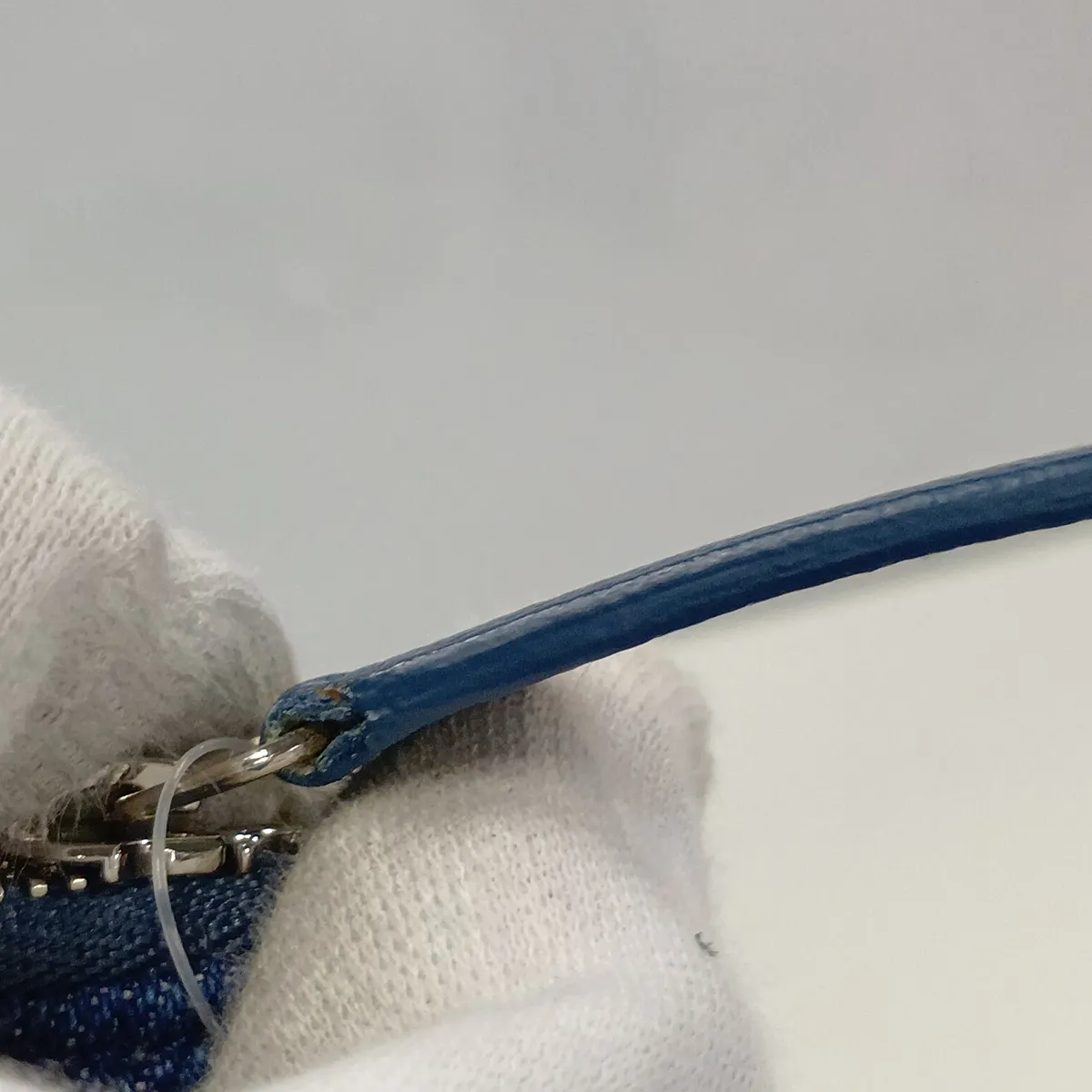 Matelassé Denim Clutch Bag, Blue, Silver Hardware, 25998431, Serial Number 25 — view 9