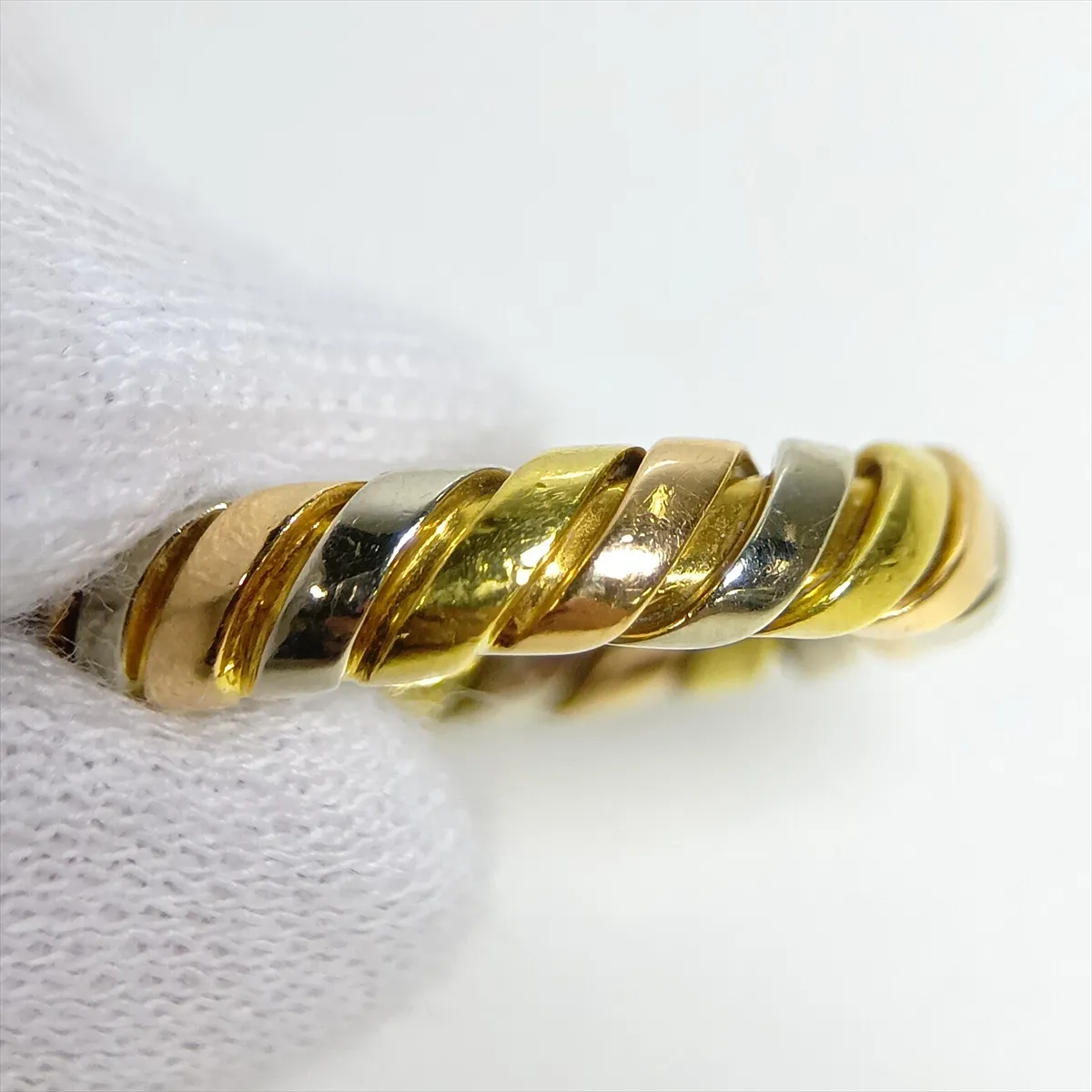 Tubogas Ring 750 (YG x PG x WG) 5.1g, dents, distortion — view 5