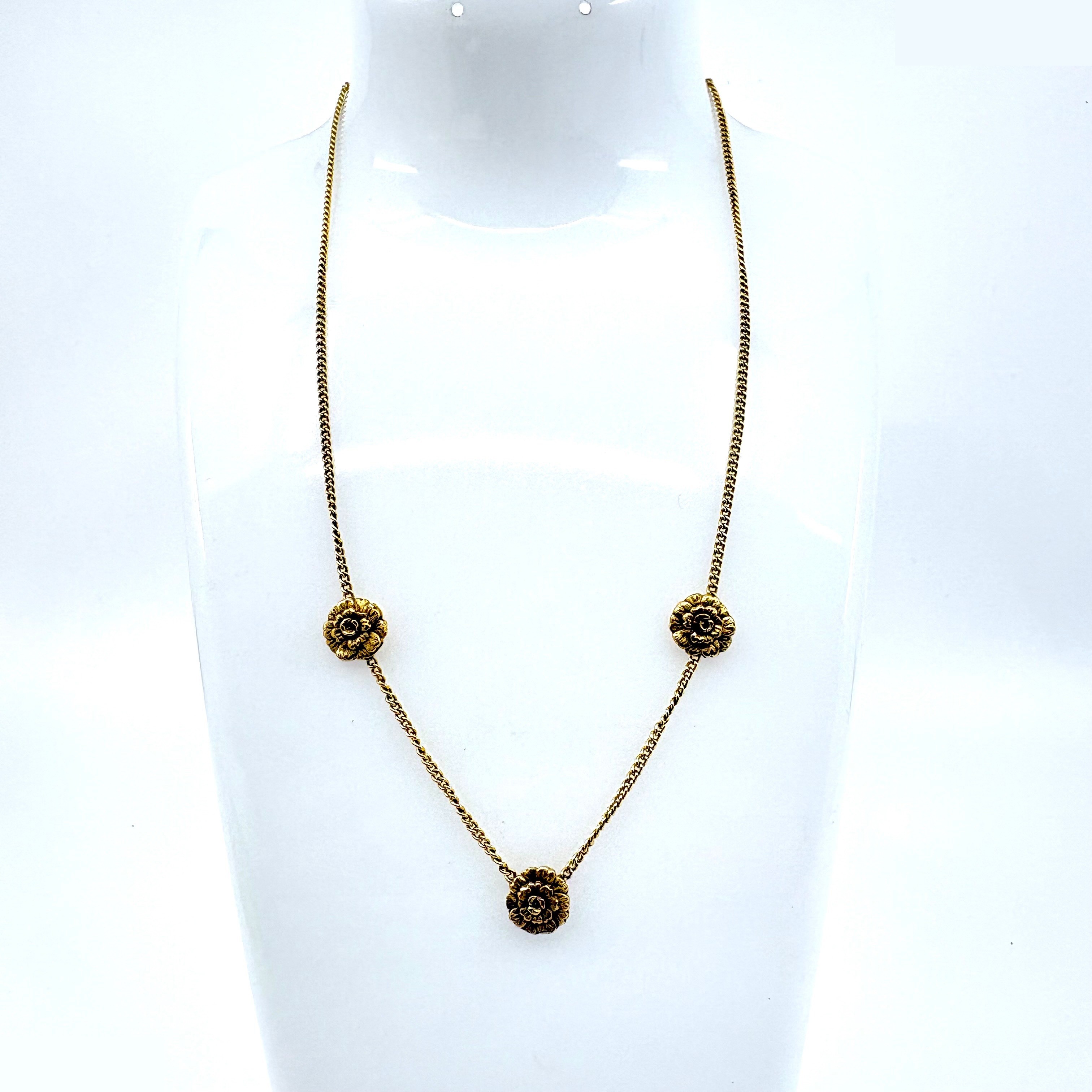 Camellia Triple Strand Necklace Pendant (3402) - Precious Metal — view 2