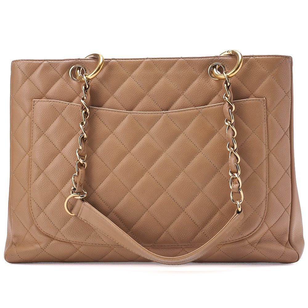 Caviar skin Matelassé GST chain tote bag, beige, gold hardware, serial number 10s. — view 2