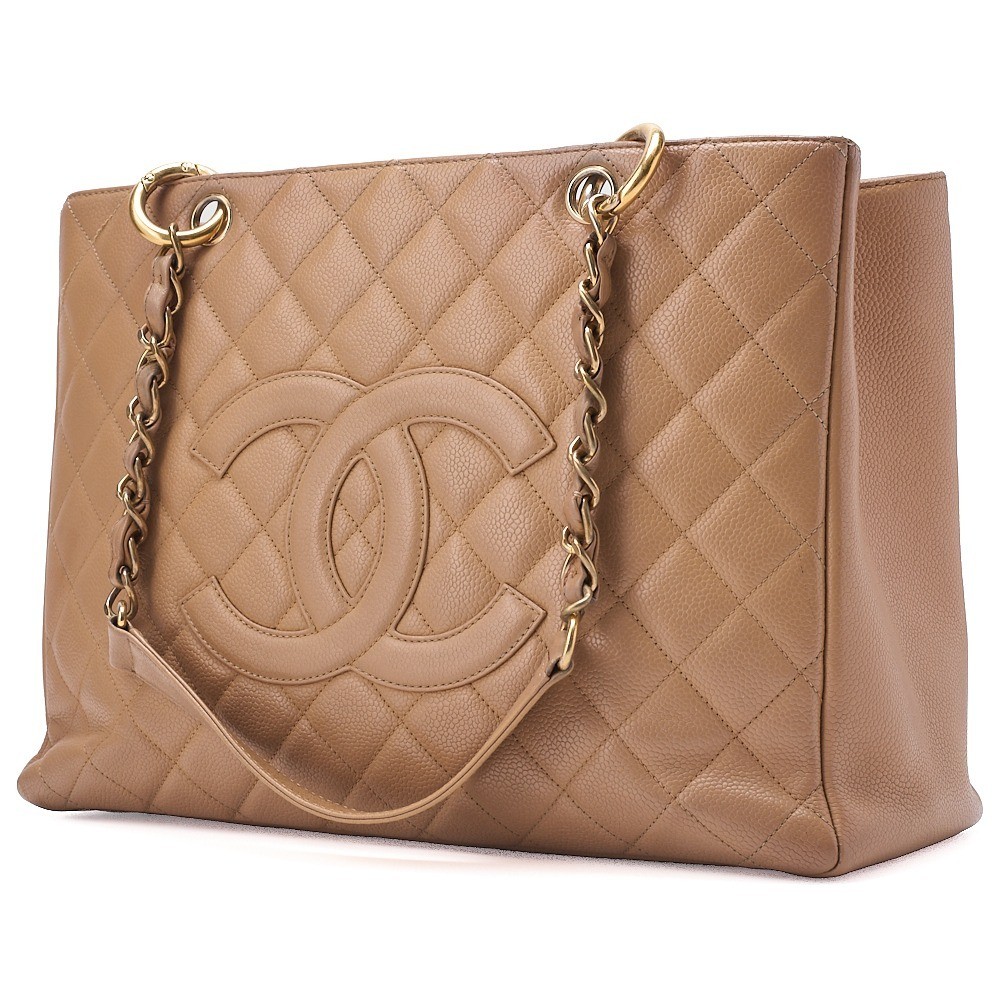 Caviar skin Matelassé GST chain tote bag, beige, gold hardware, serial number 10s. — view 4