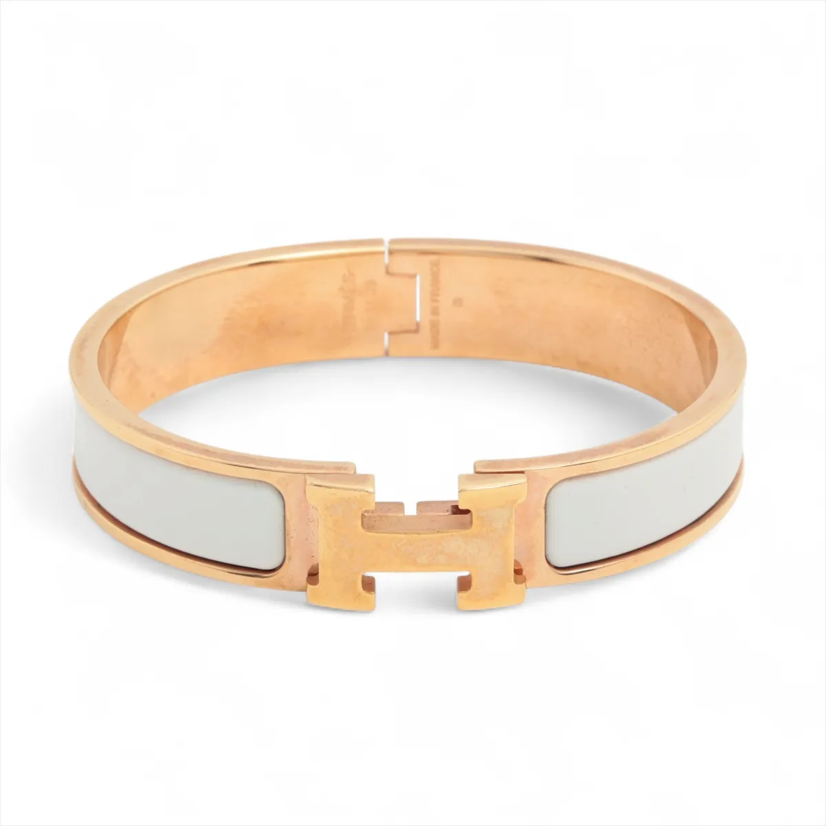 Click H Bangle Fan Bangle GP x Enamel Gold x White