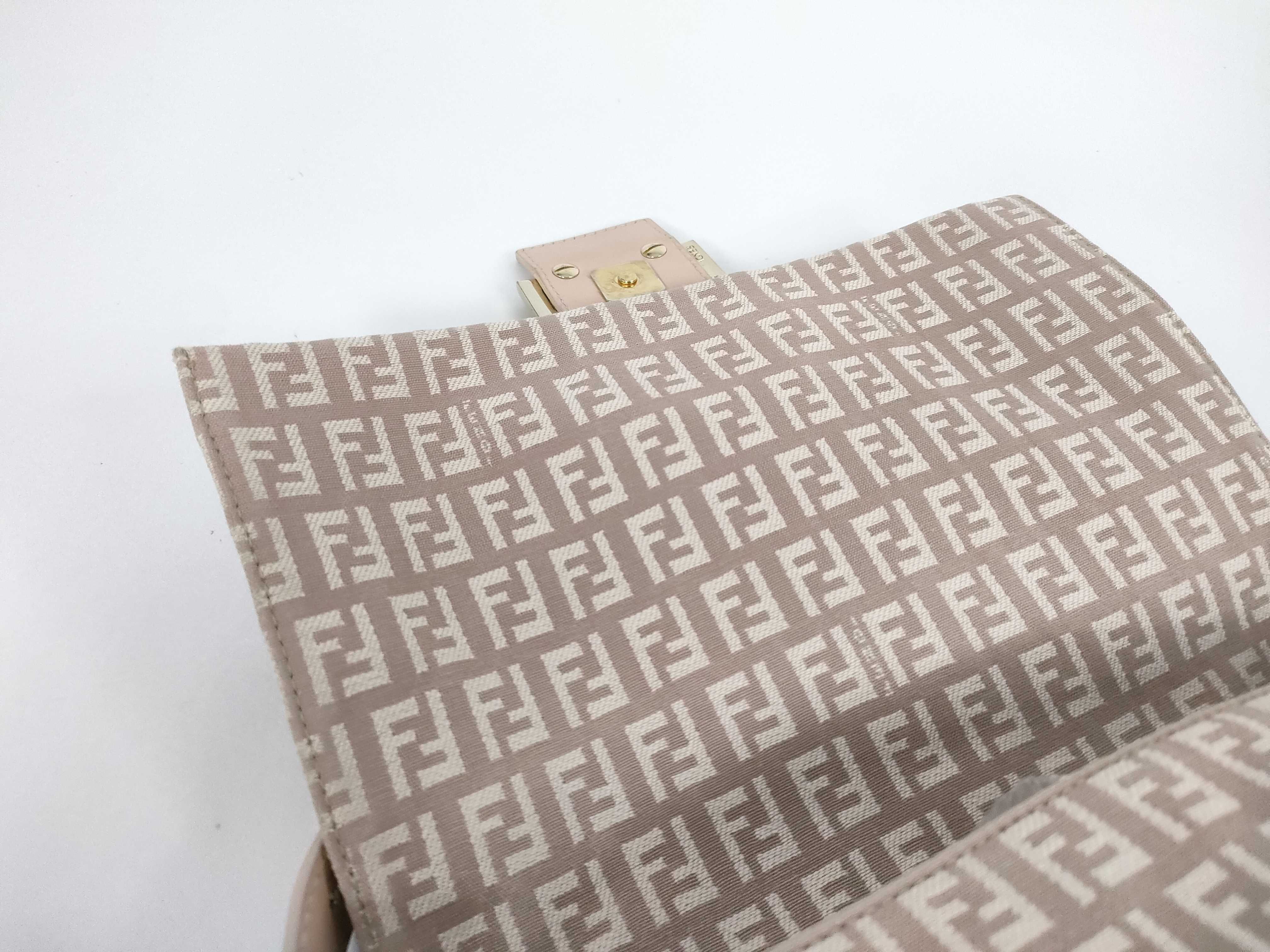 Zucca pattern Fendi Zucchino Mamma Bucket Canvas x Leather Shoulder Bag Pink x Beige 8BR001 Shoulder Bag — view 8
