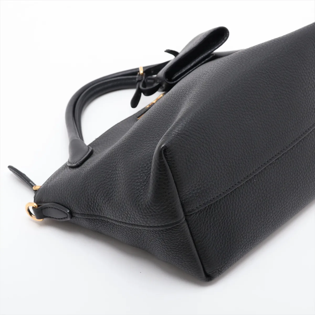Vitello Daino 1BA111 Leather 2-Way Handbag, Black, Unsigned Guarantee Card — view 4