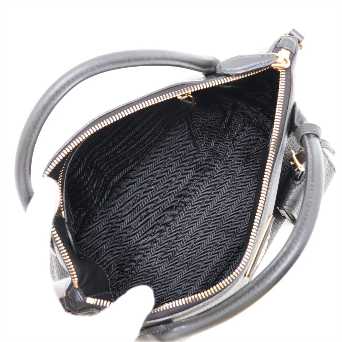 Vitello Daino 1BA111 Leather 2-Way Handbag, Black, Unsigned Guarantee Card — view 8